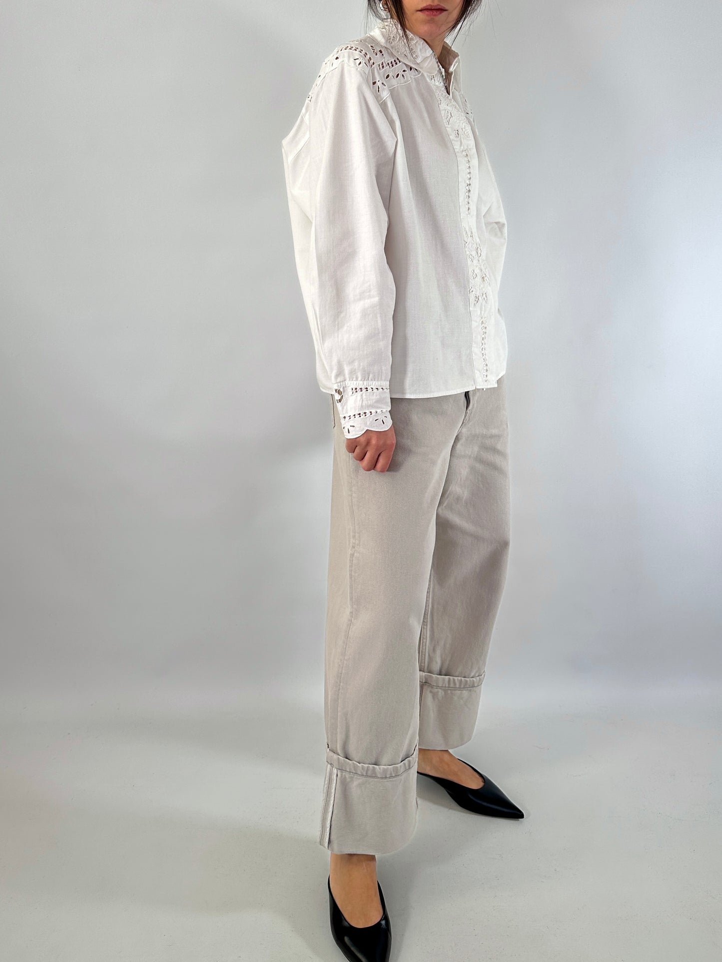 Hand-embroidered vintage white shirt