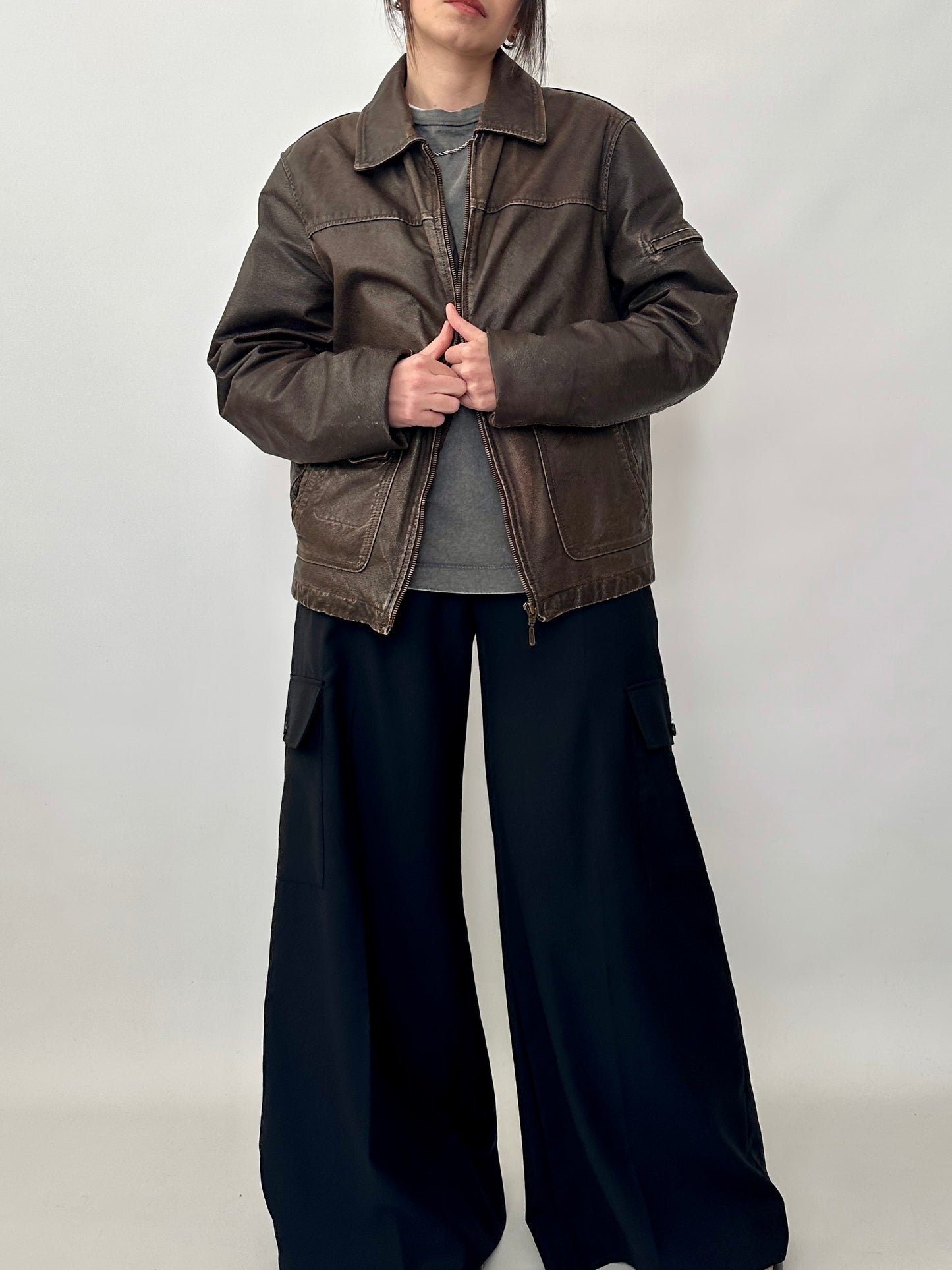 Genuine leather distressed jacket