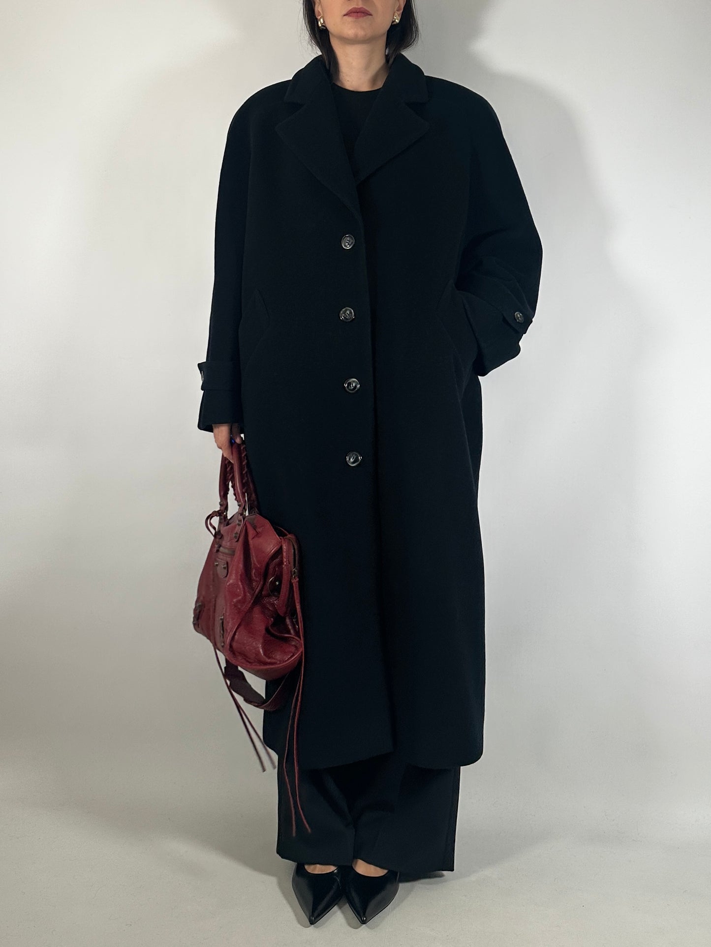 Vintage Black Wool Coat Carisma by Valentino