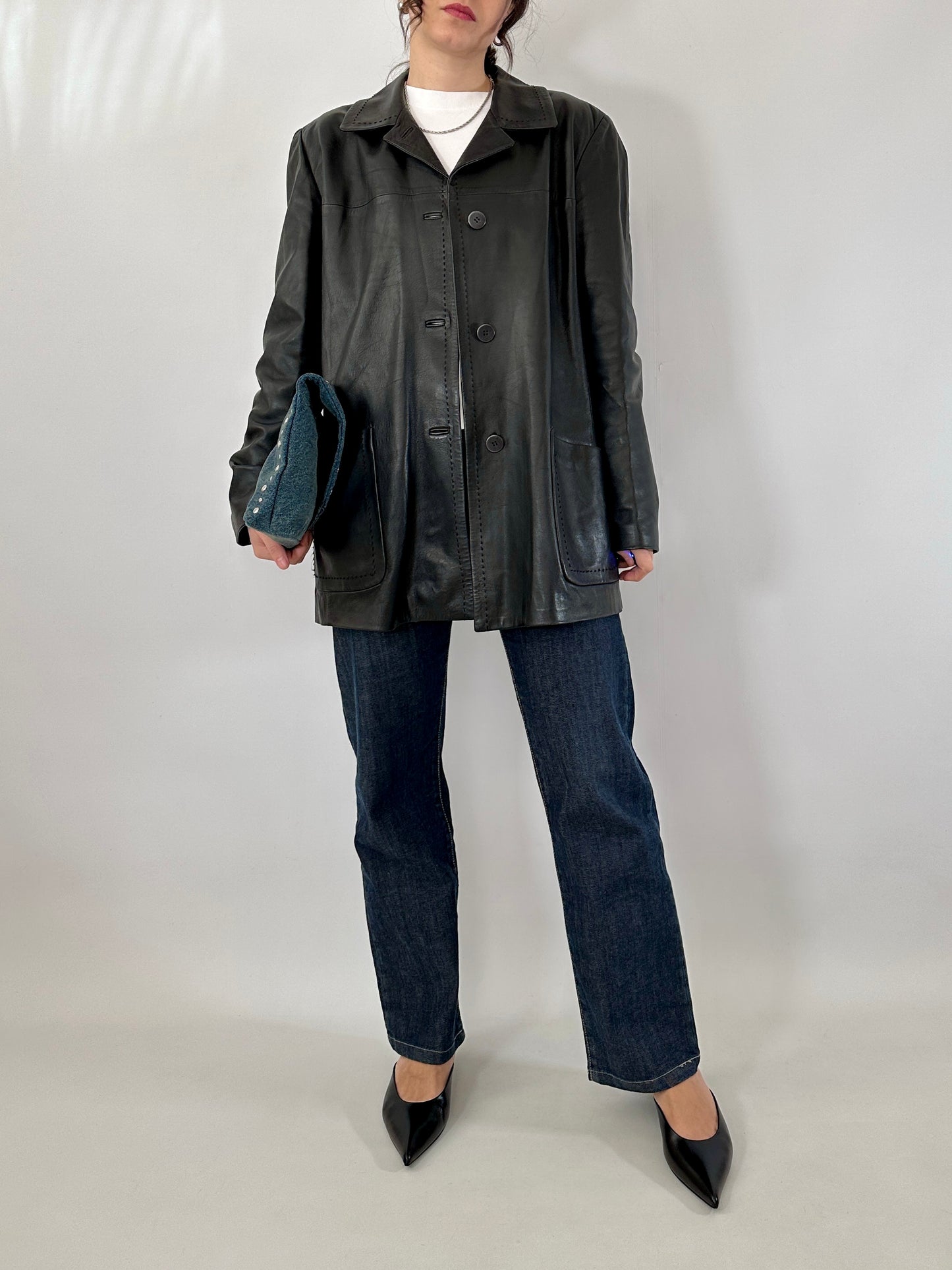 Hand-stitched soft leather jacket