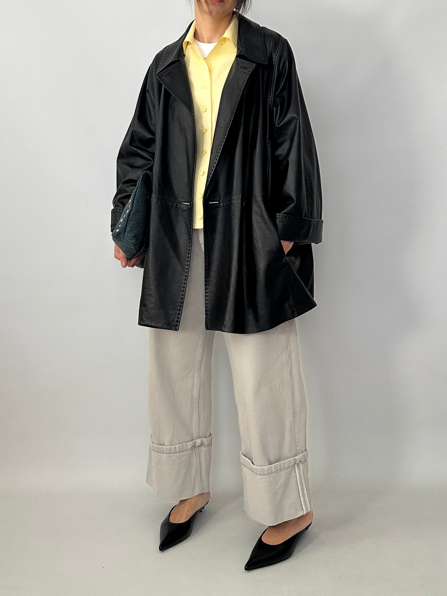 Caban in soft genuine leather