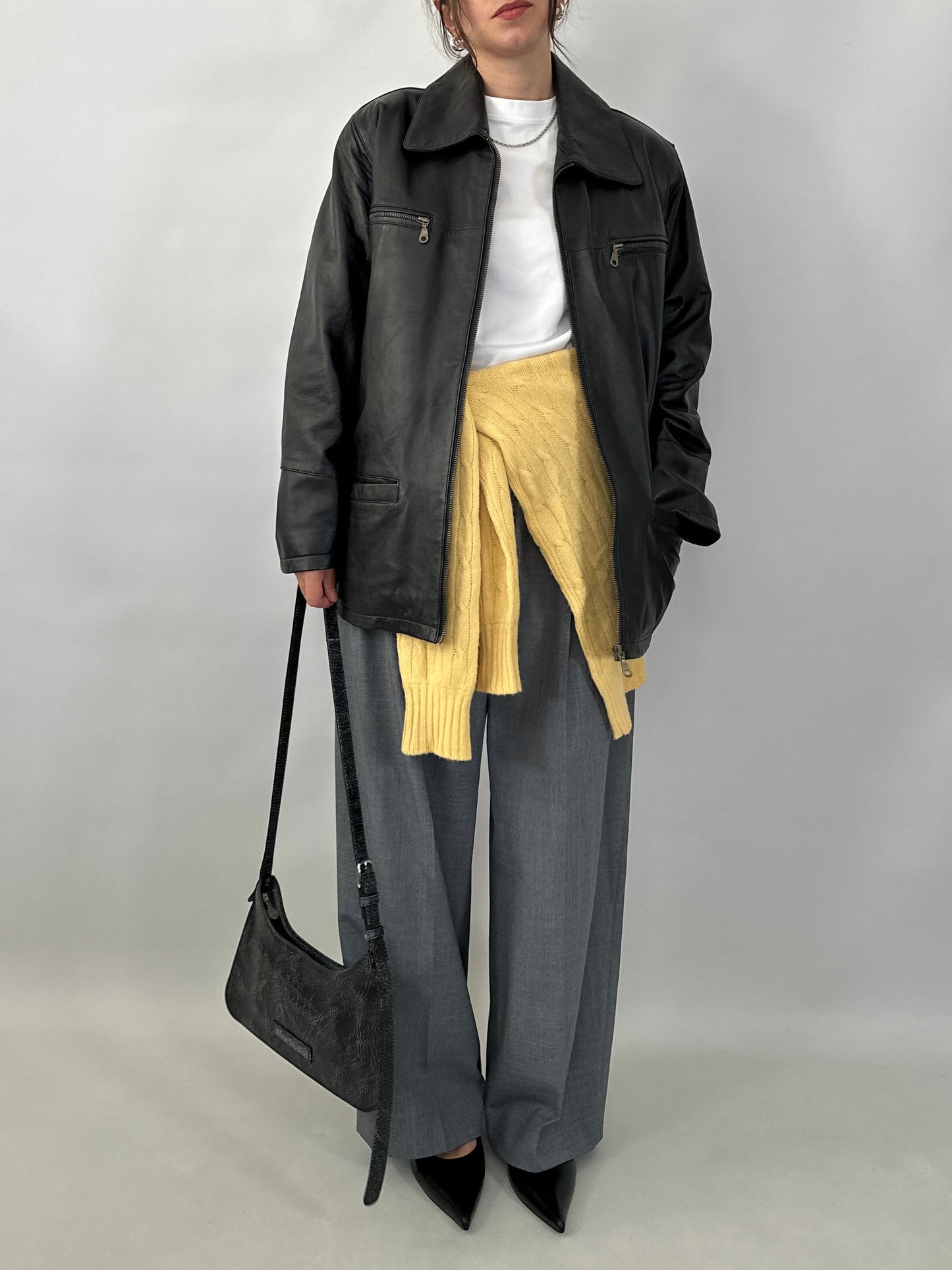 Soft leather zipped jacket