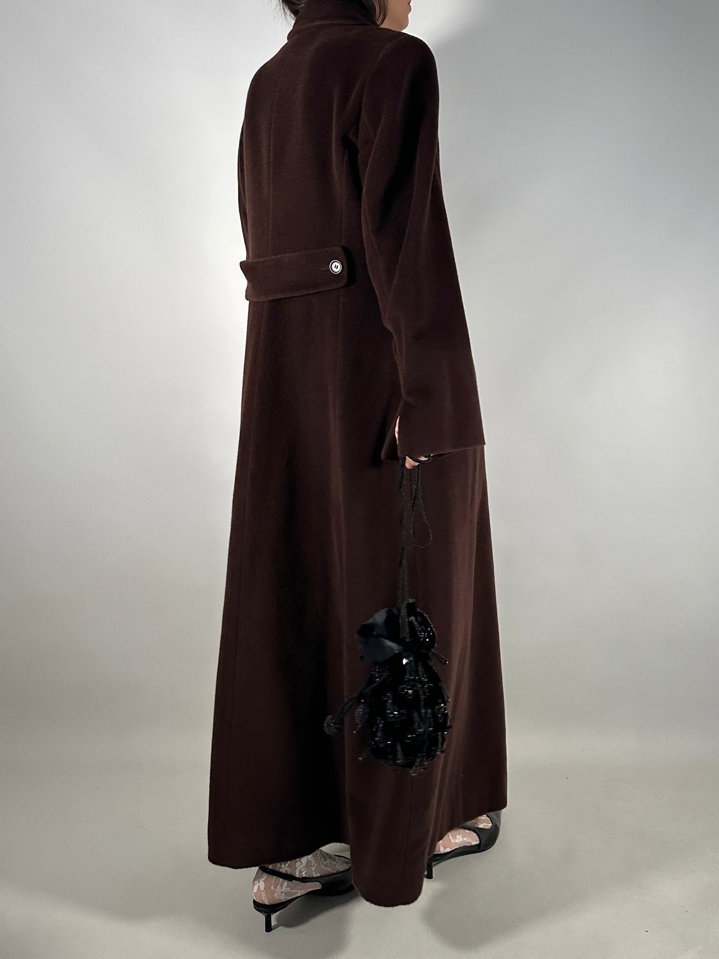 Vintage Extra Long Brown Piacenza Wool Coat