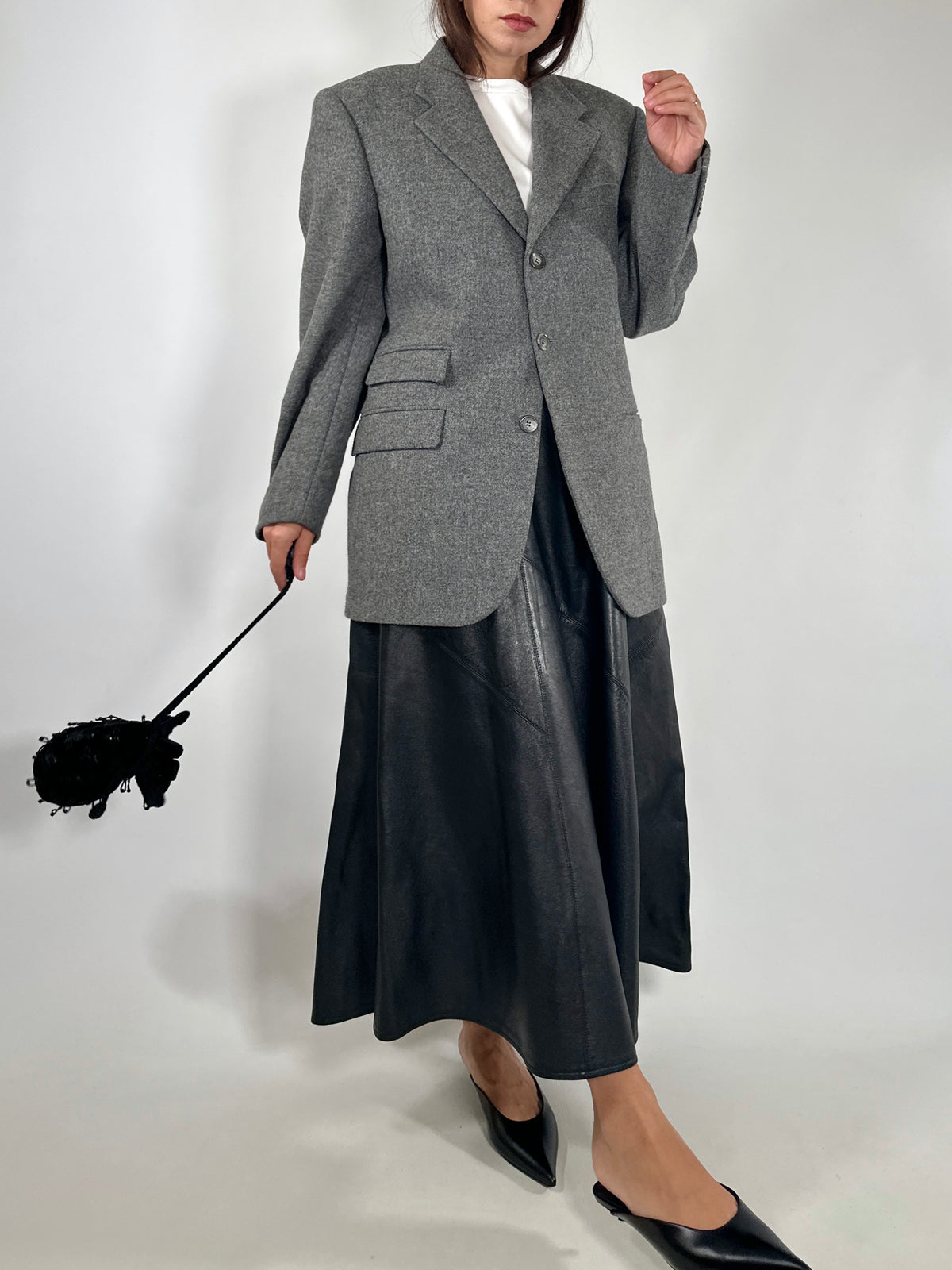 Oversized Grey Virgin Wool Blazer