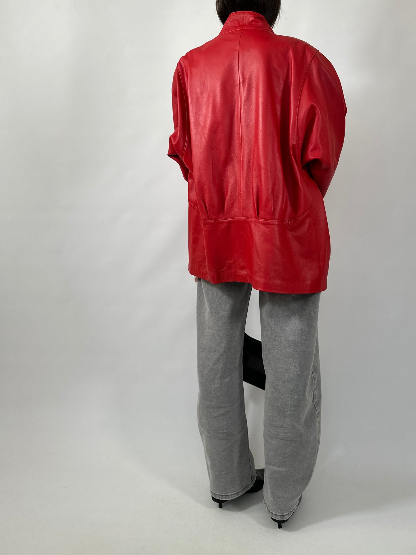 Vintage Red Leather Statement Jacket