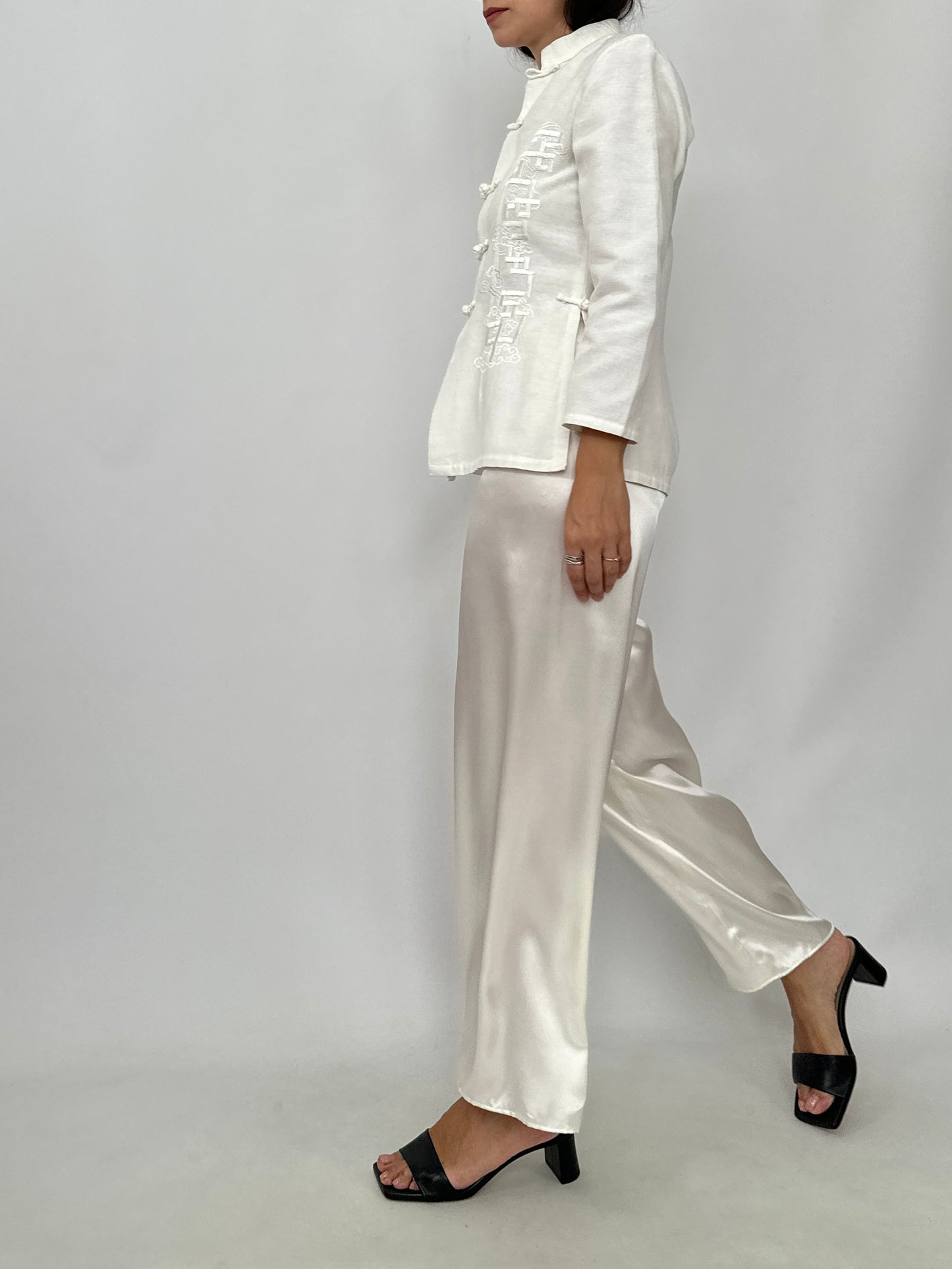 Ivory Silk Fluid Trousers