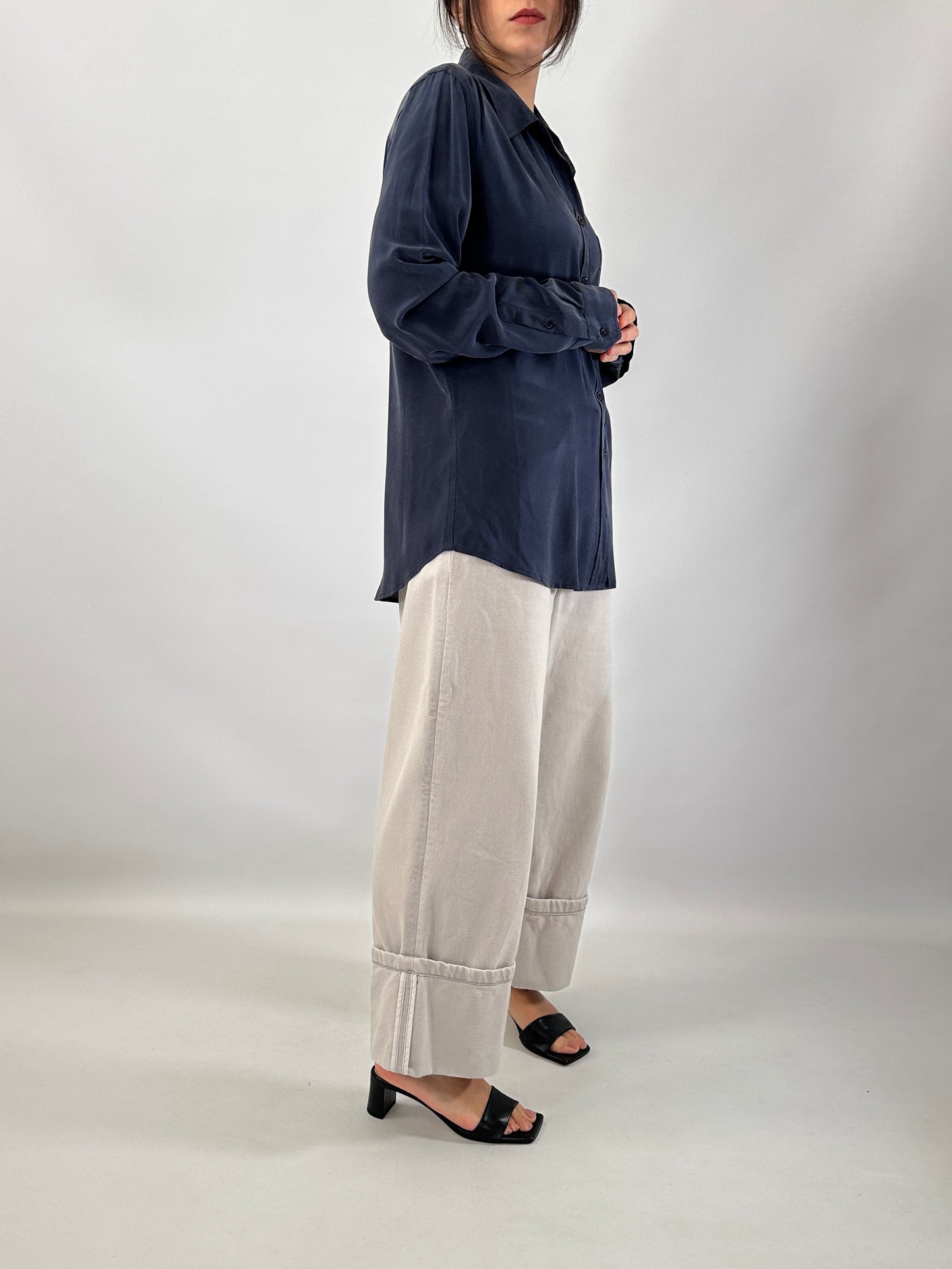 Essential washed silk blue shirt