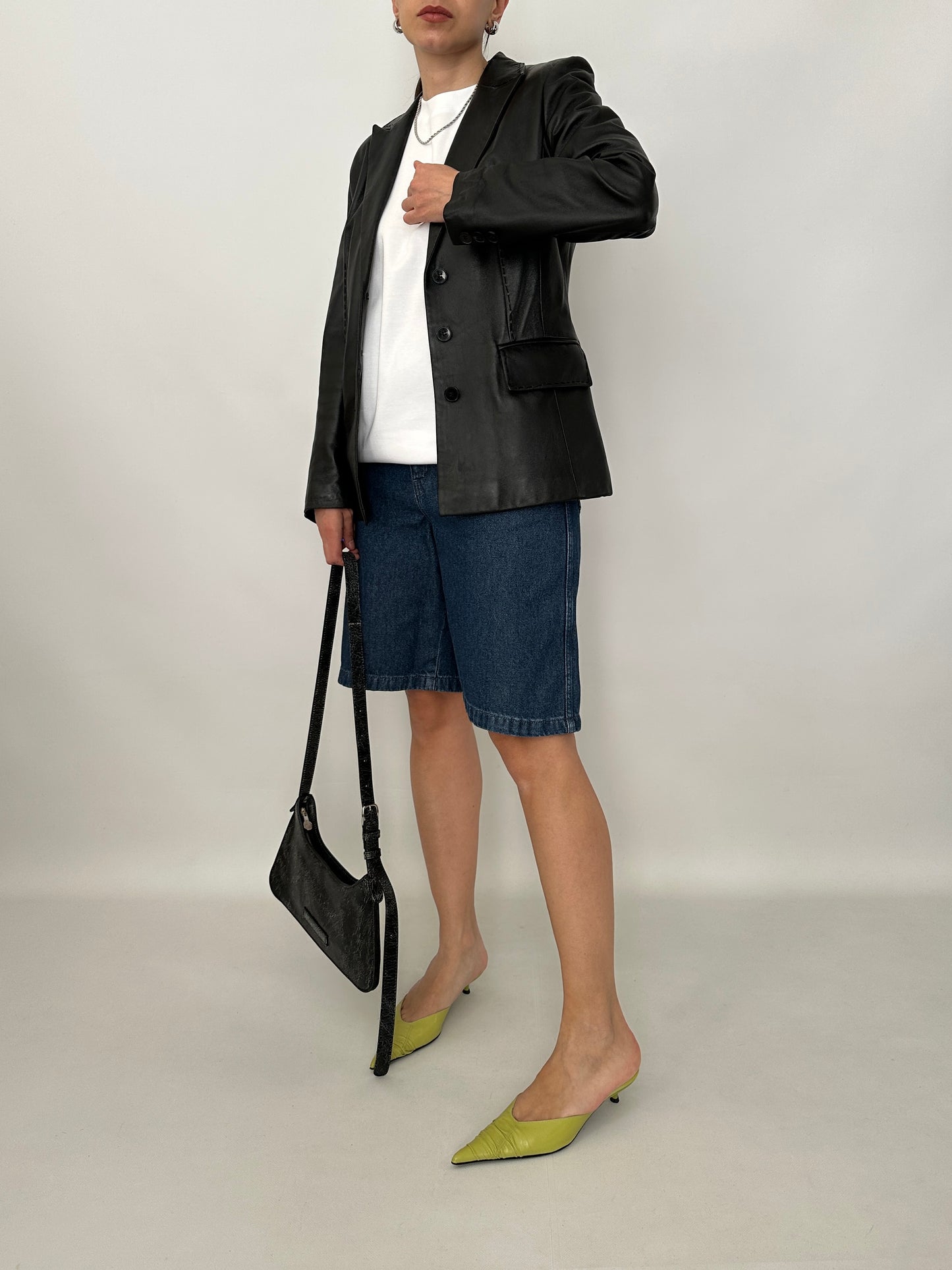 Slim fit nappa leather blazer