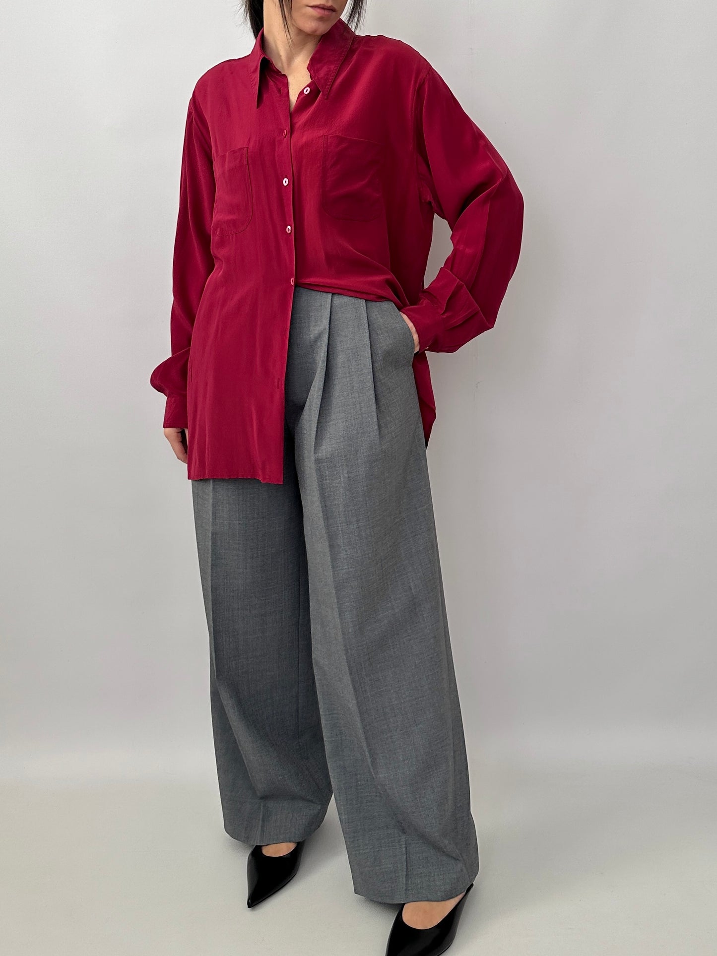 Pure silk cherry shirt
