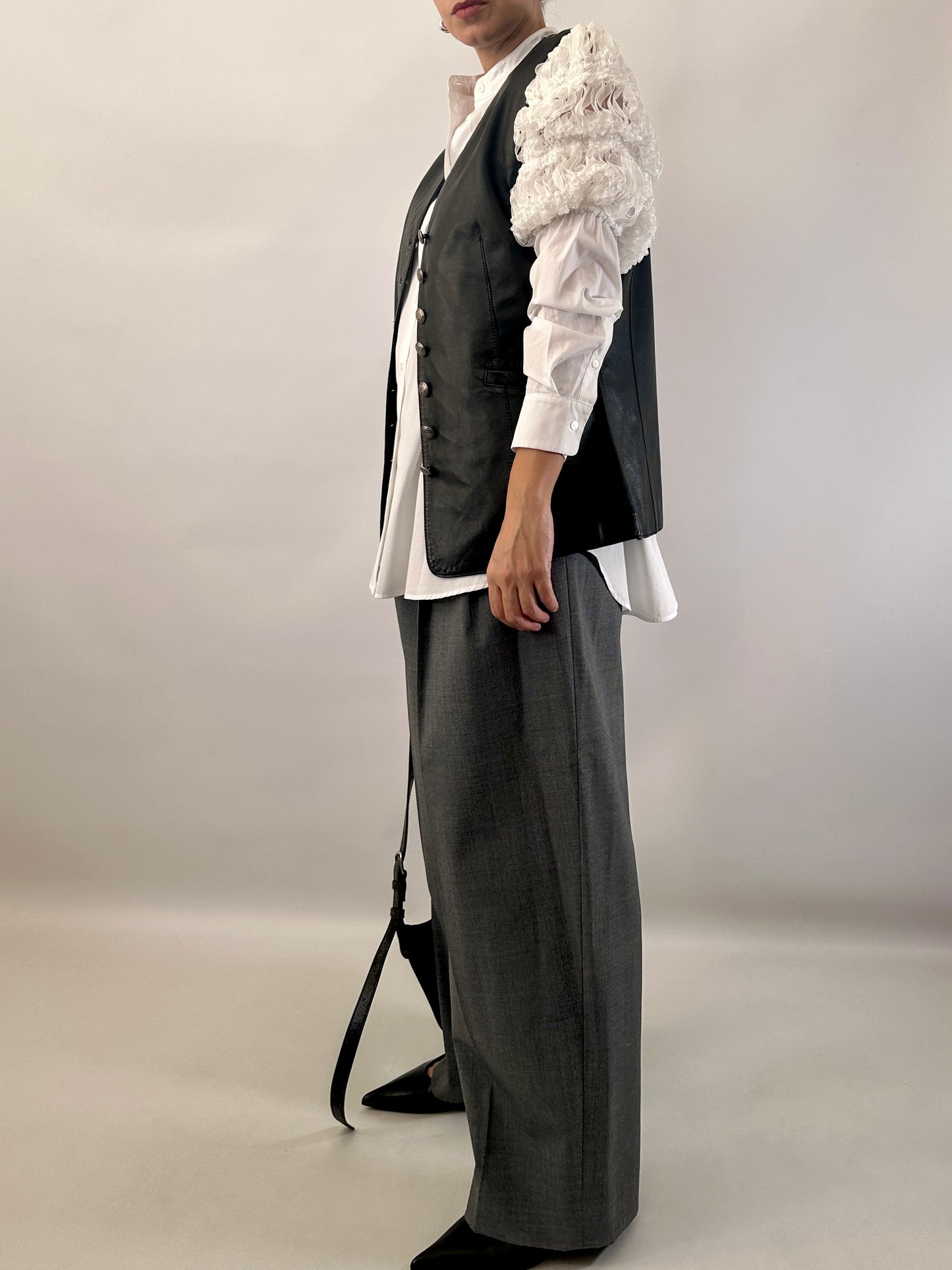 Vintage real leather waistcoat