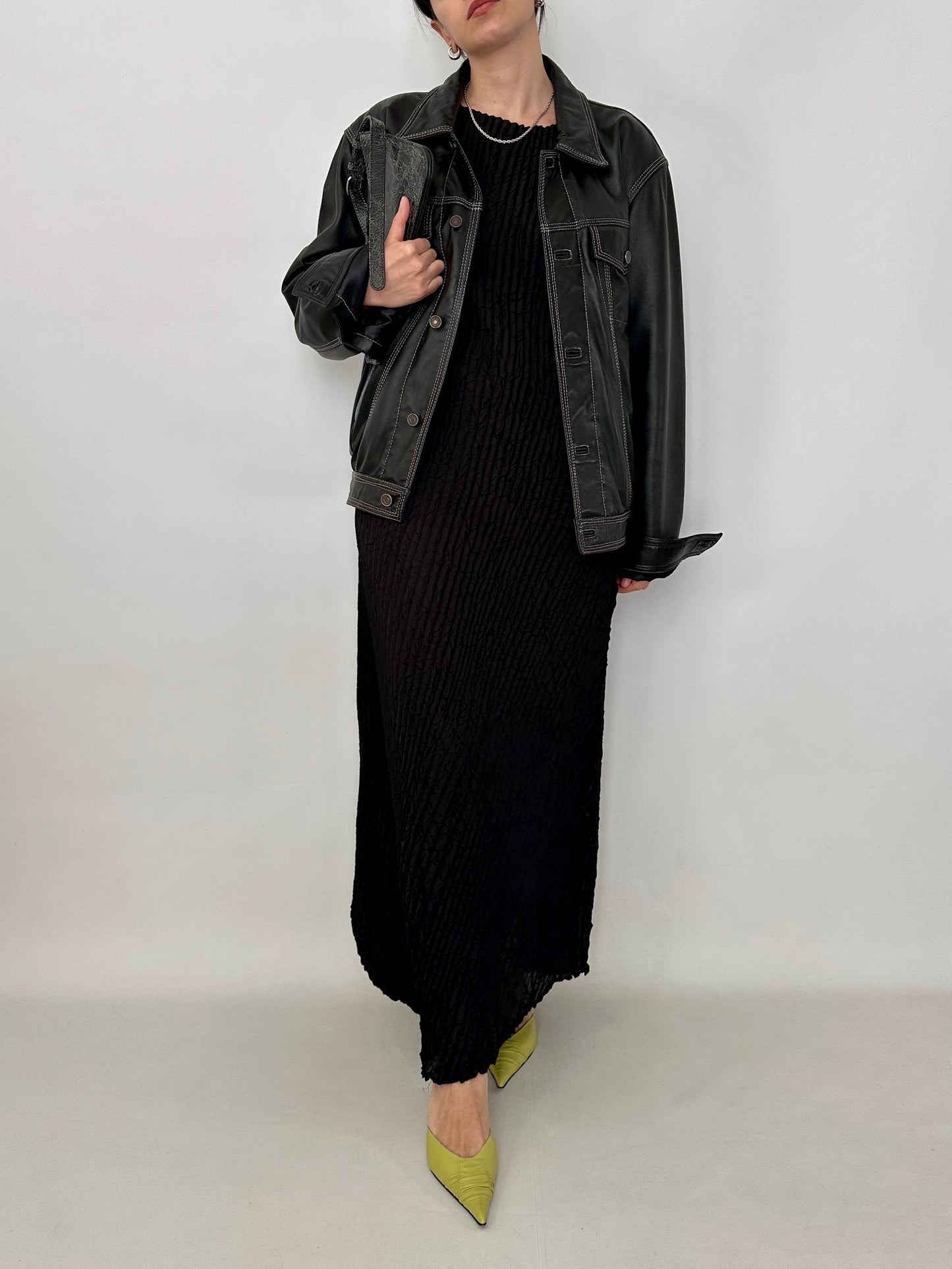 Soft leather trucker jacket