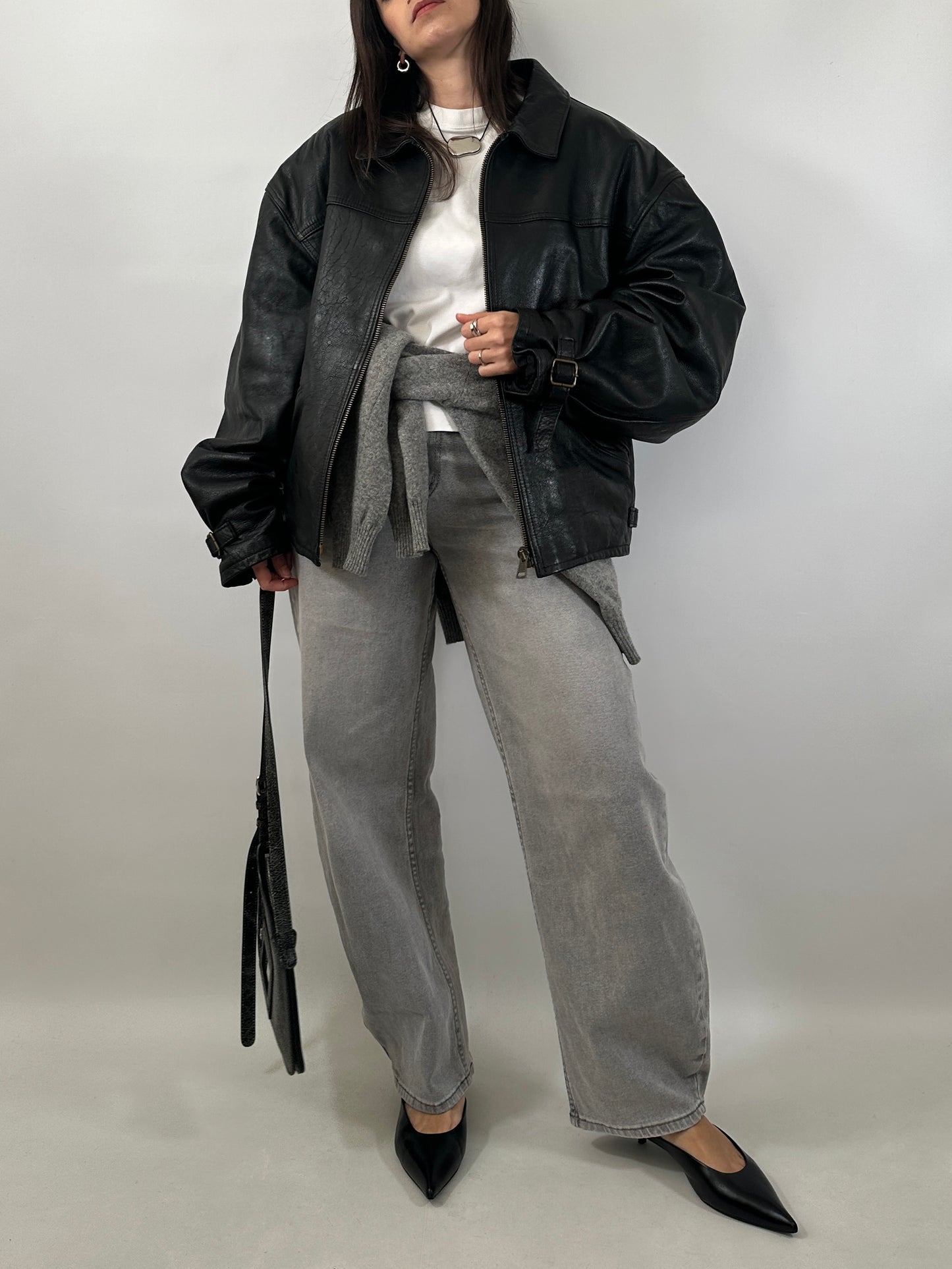 Vintage Leather Zip Jacket
