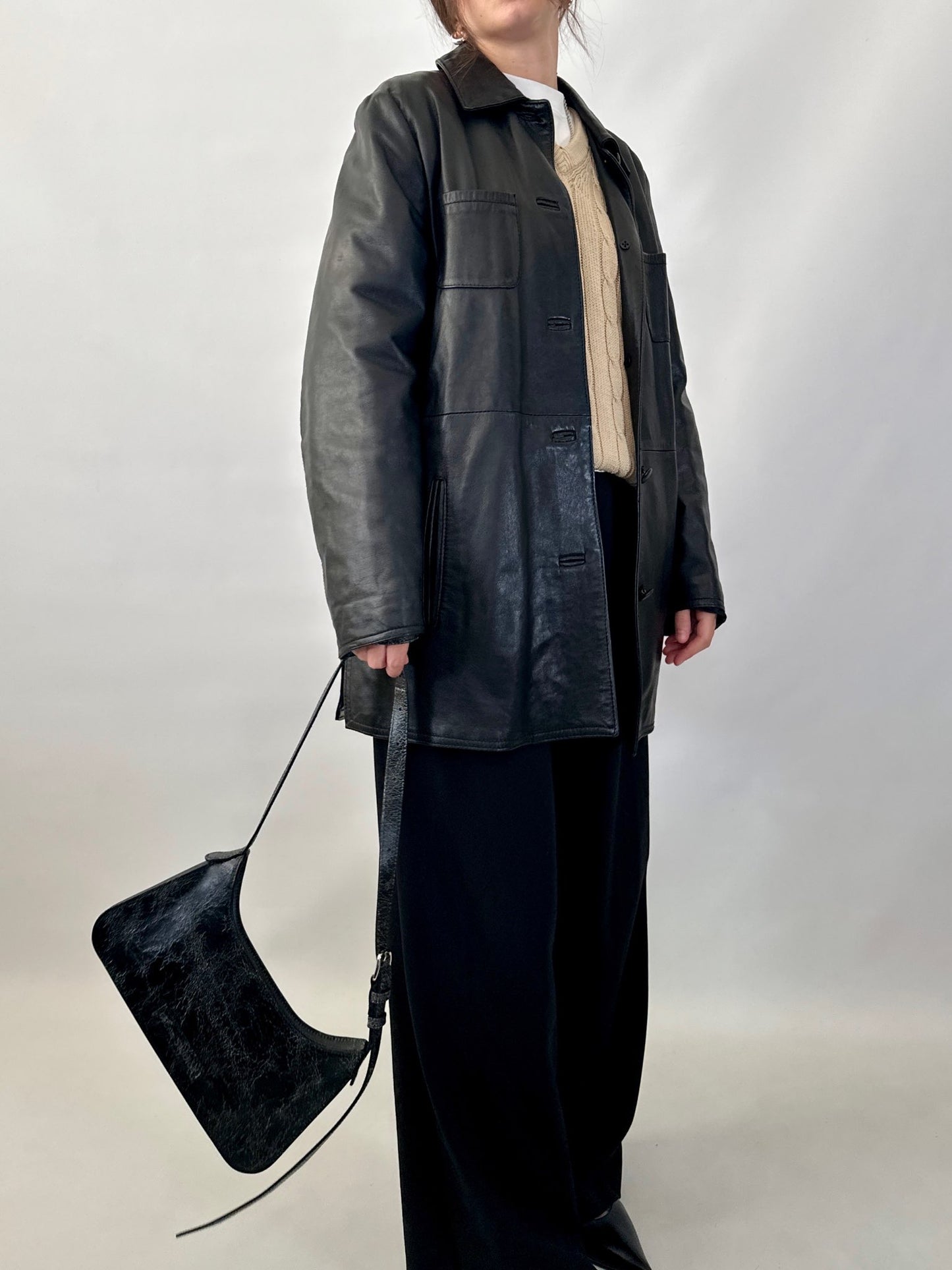 Black genuine leather jacket