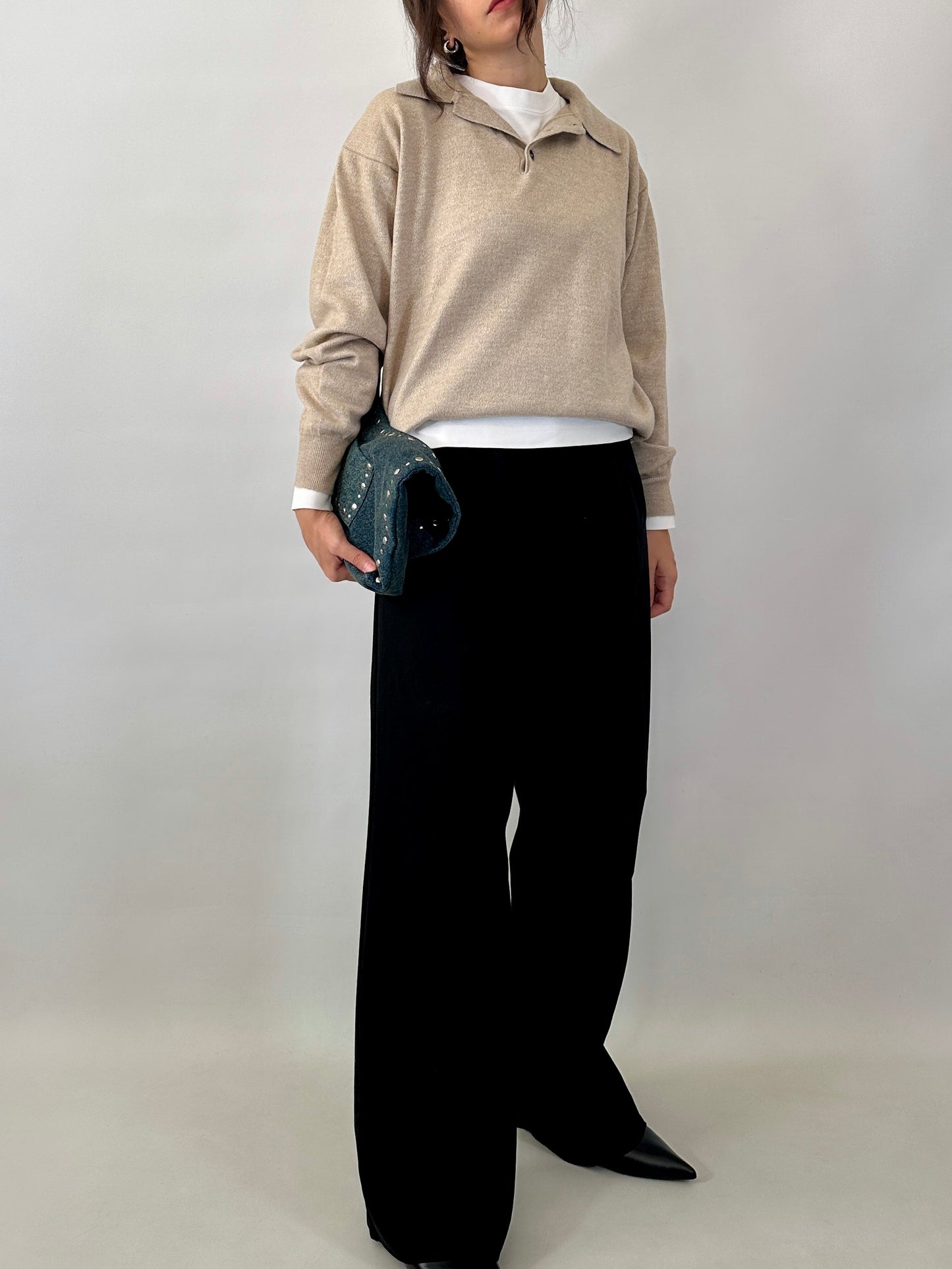 Polo neck wool sweater
