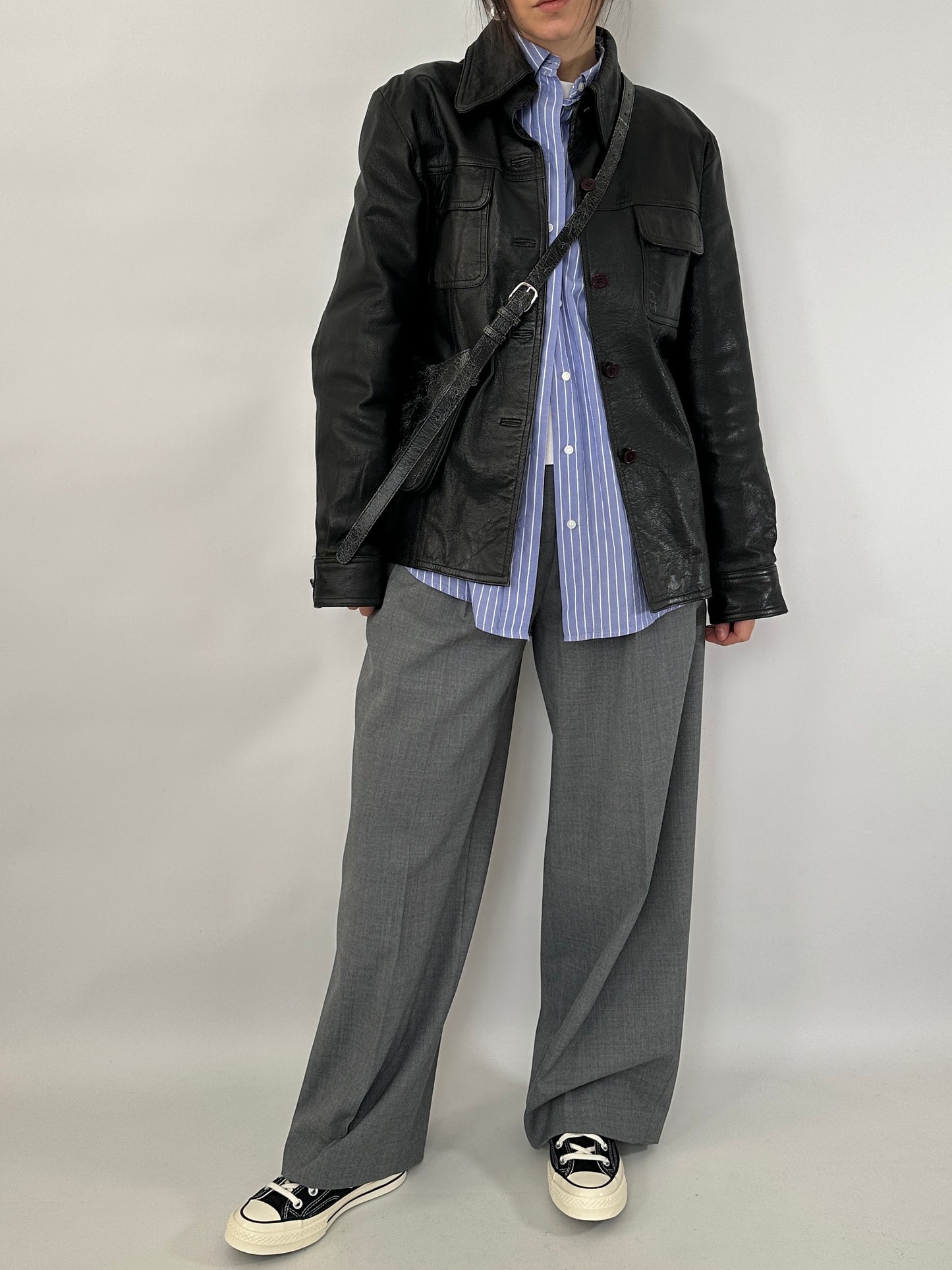Black leather vintage overshirt