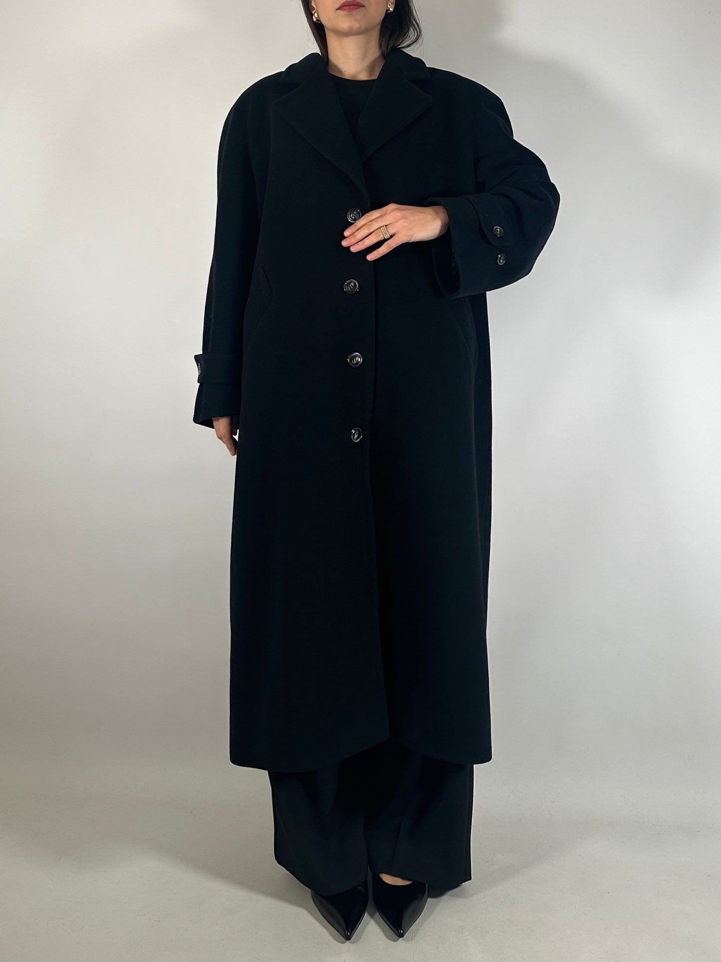 Vintage Black Wool Coat Carisma by Valentino