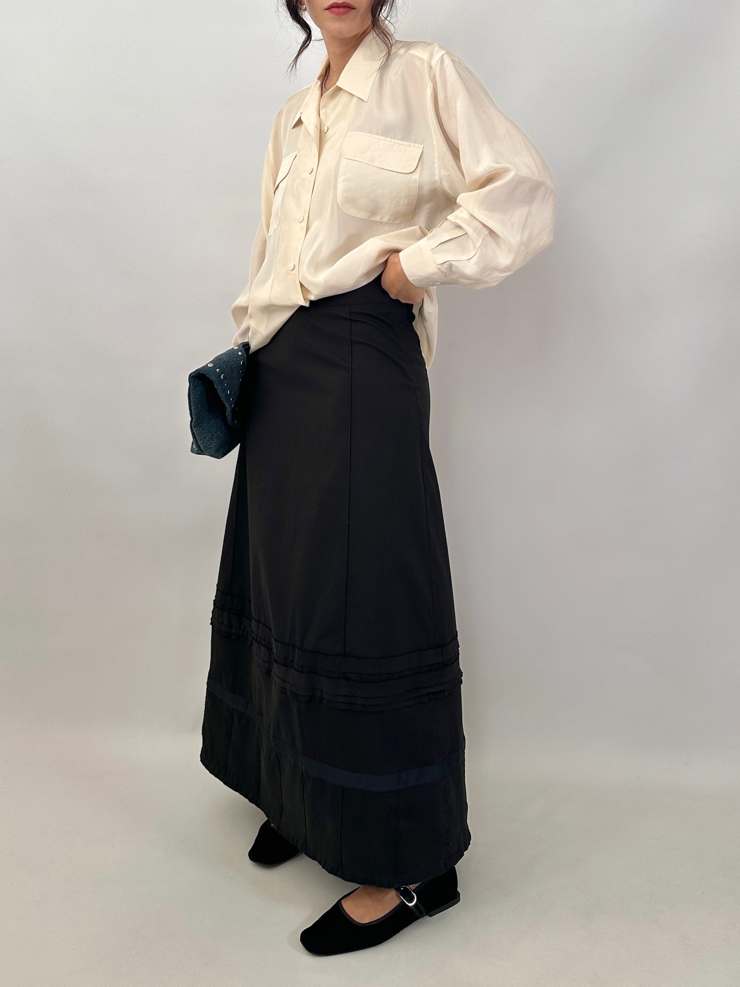 Black cotton maxi skirt