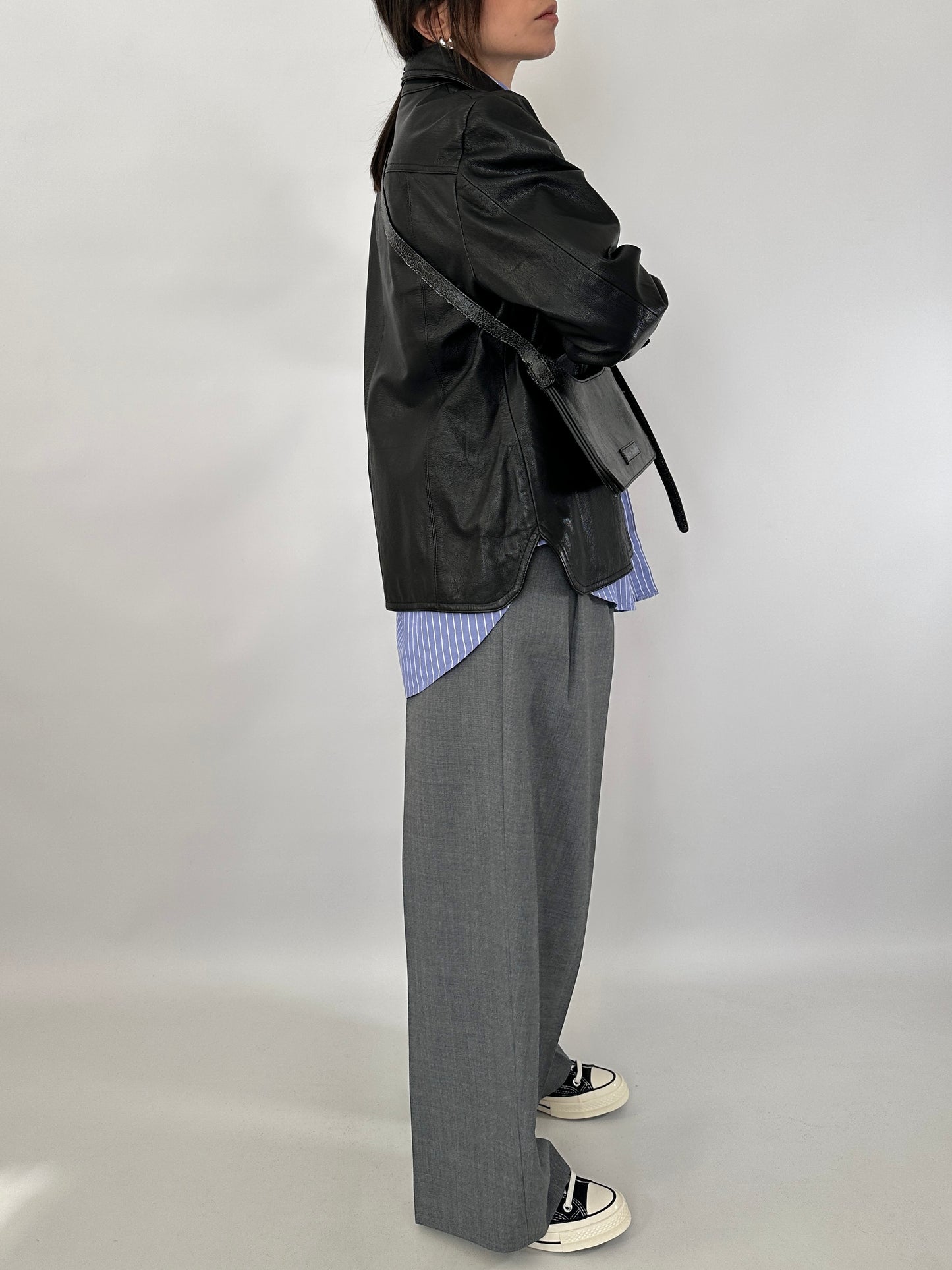 Black leather vintage overshirt