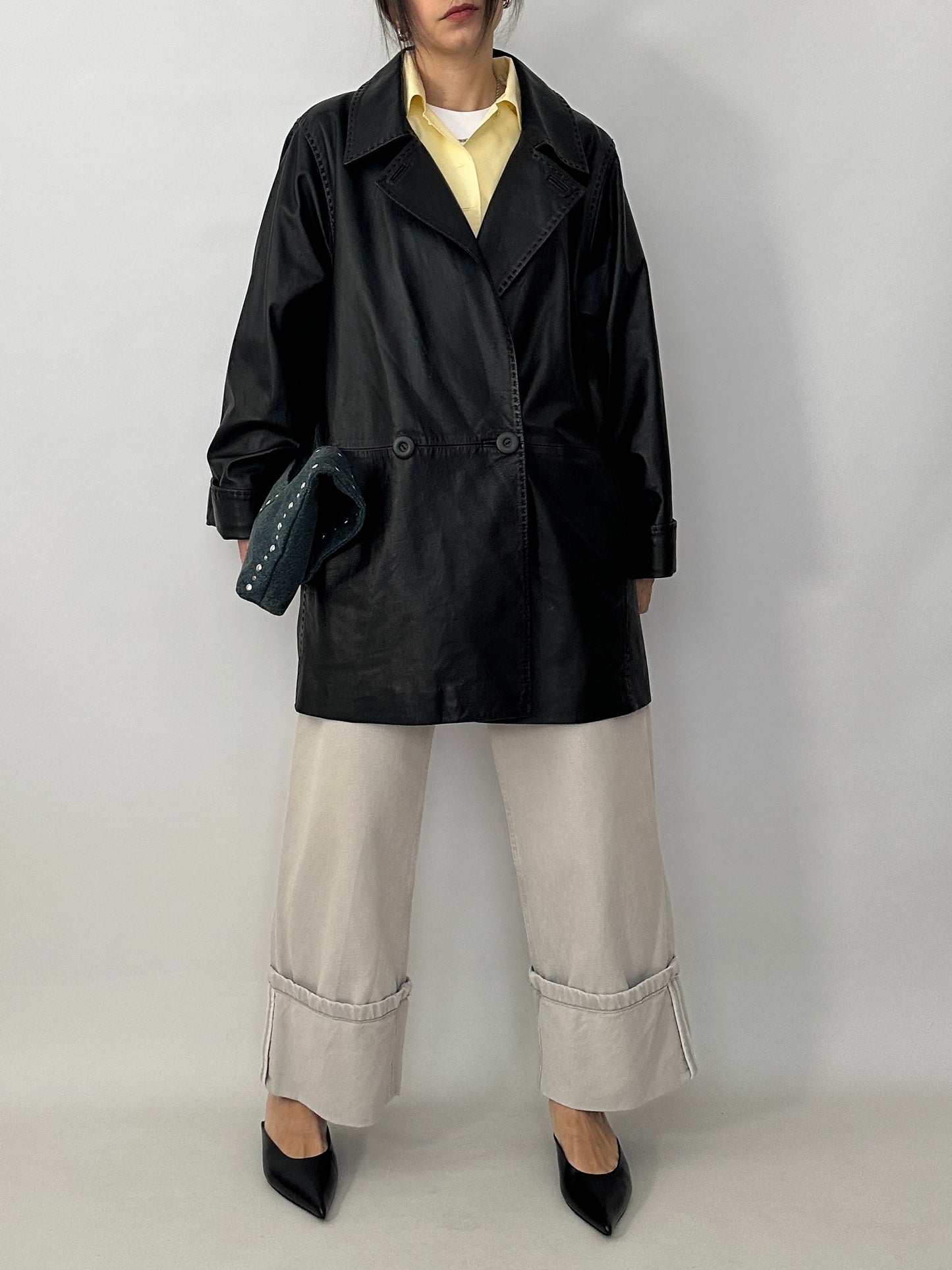 Caban in soft genuine leather