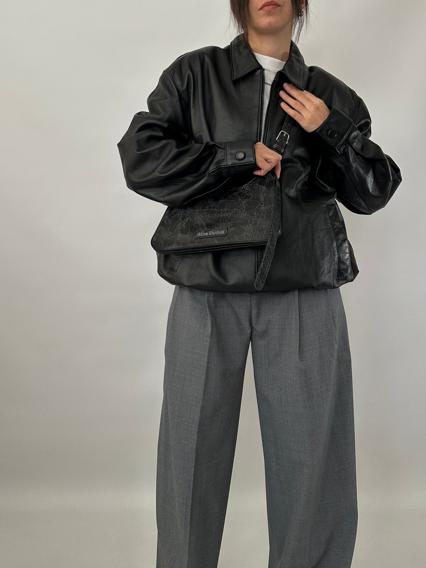 Vintage bomber in genuine leather