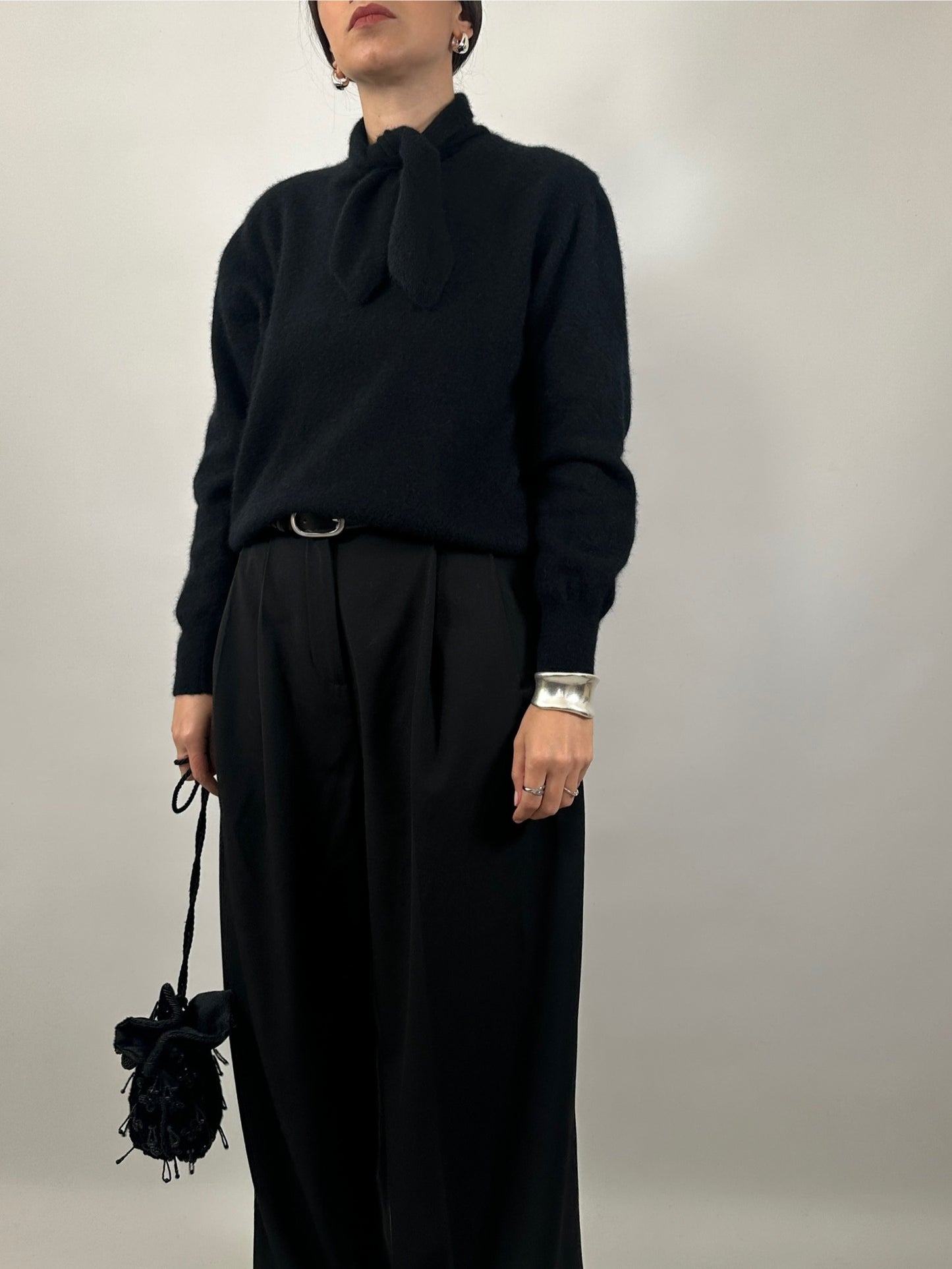 Soft Angora Bow Neck Sweater