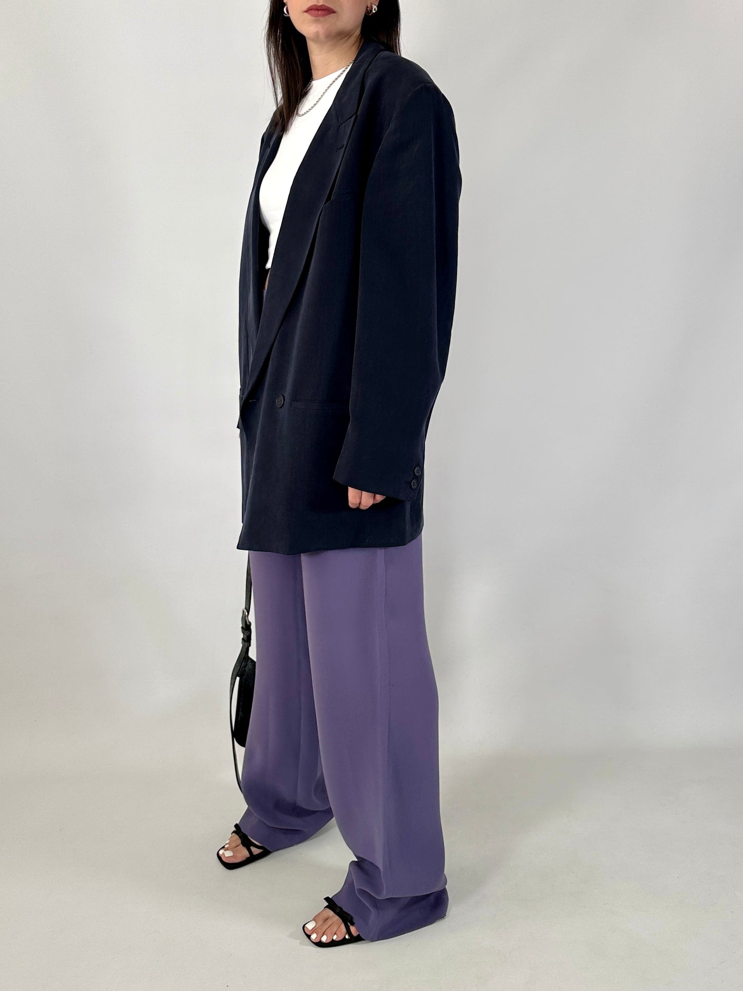 Wide leg pure silk trousers