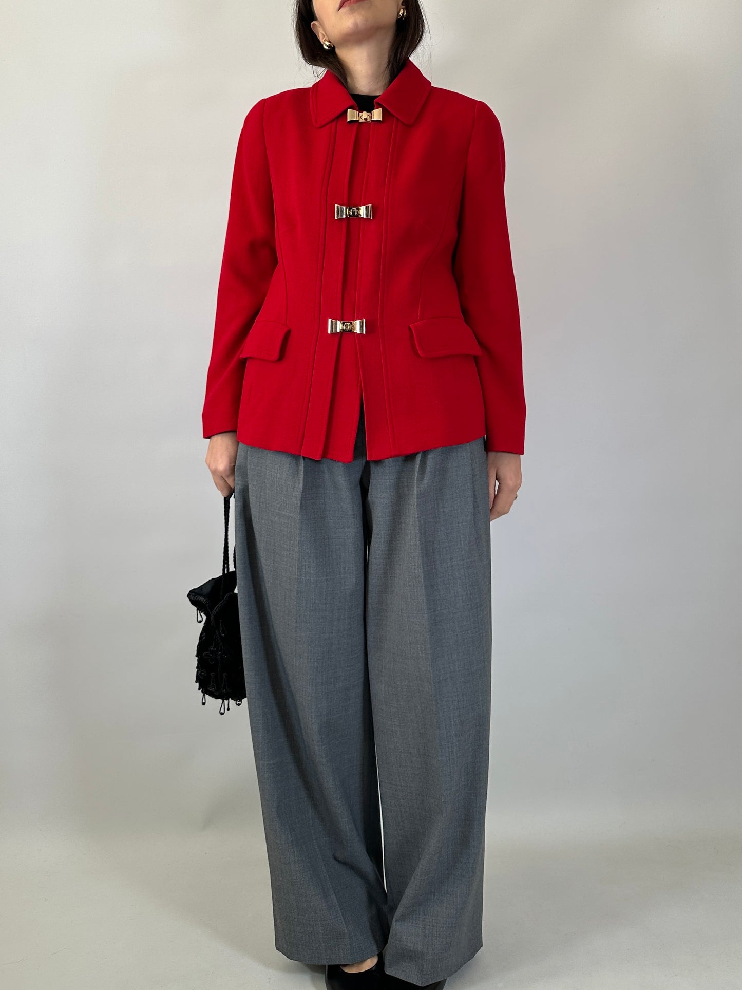 Vintage Luisa Spagnoli Red Jacket with Bow Buttons