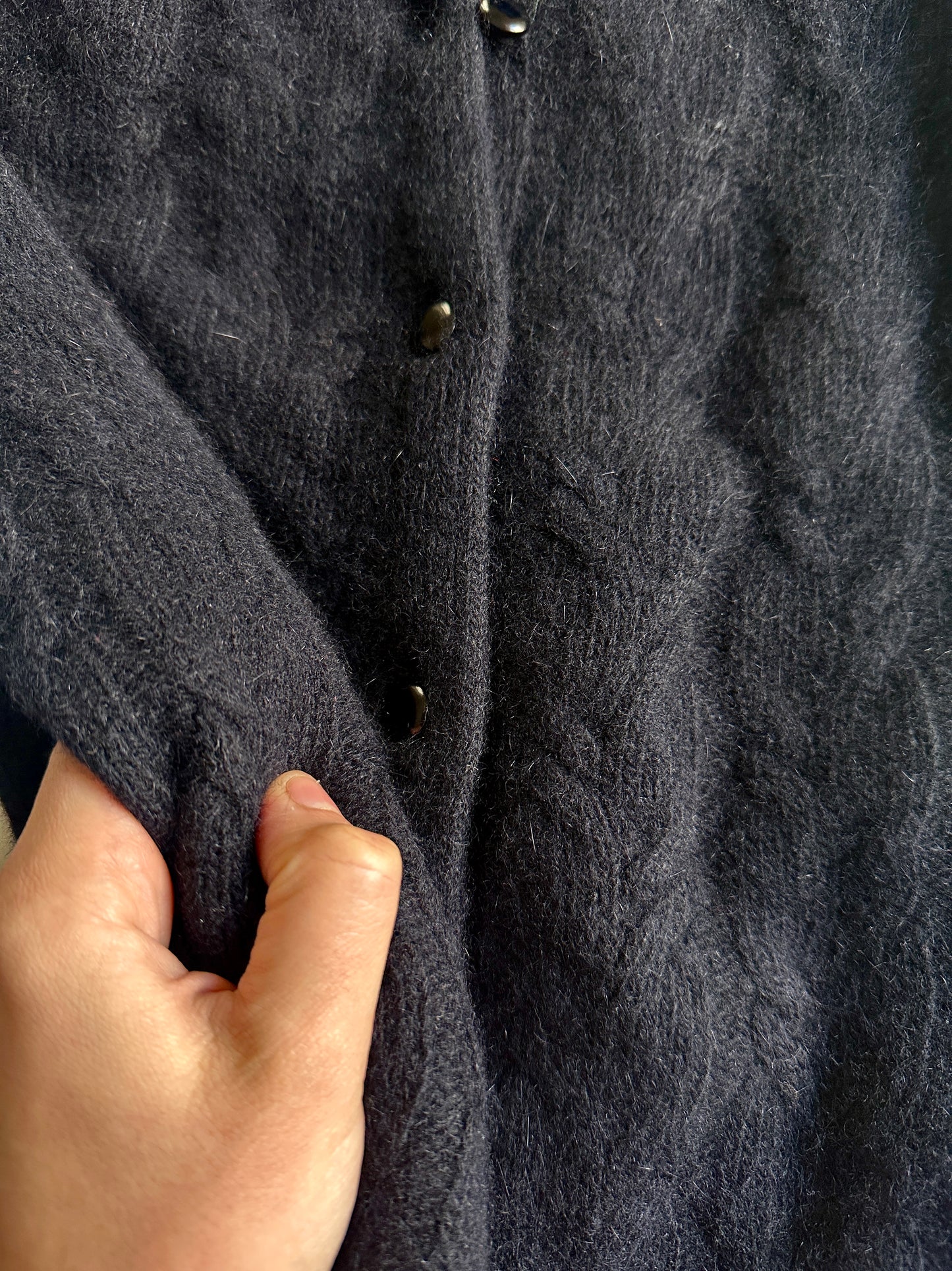 Vintage black mohair knit cardigan