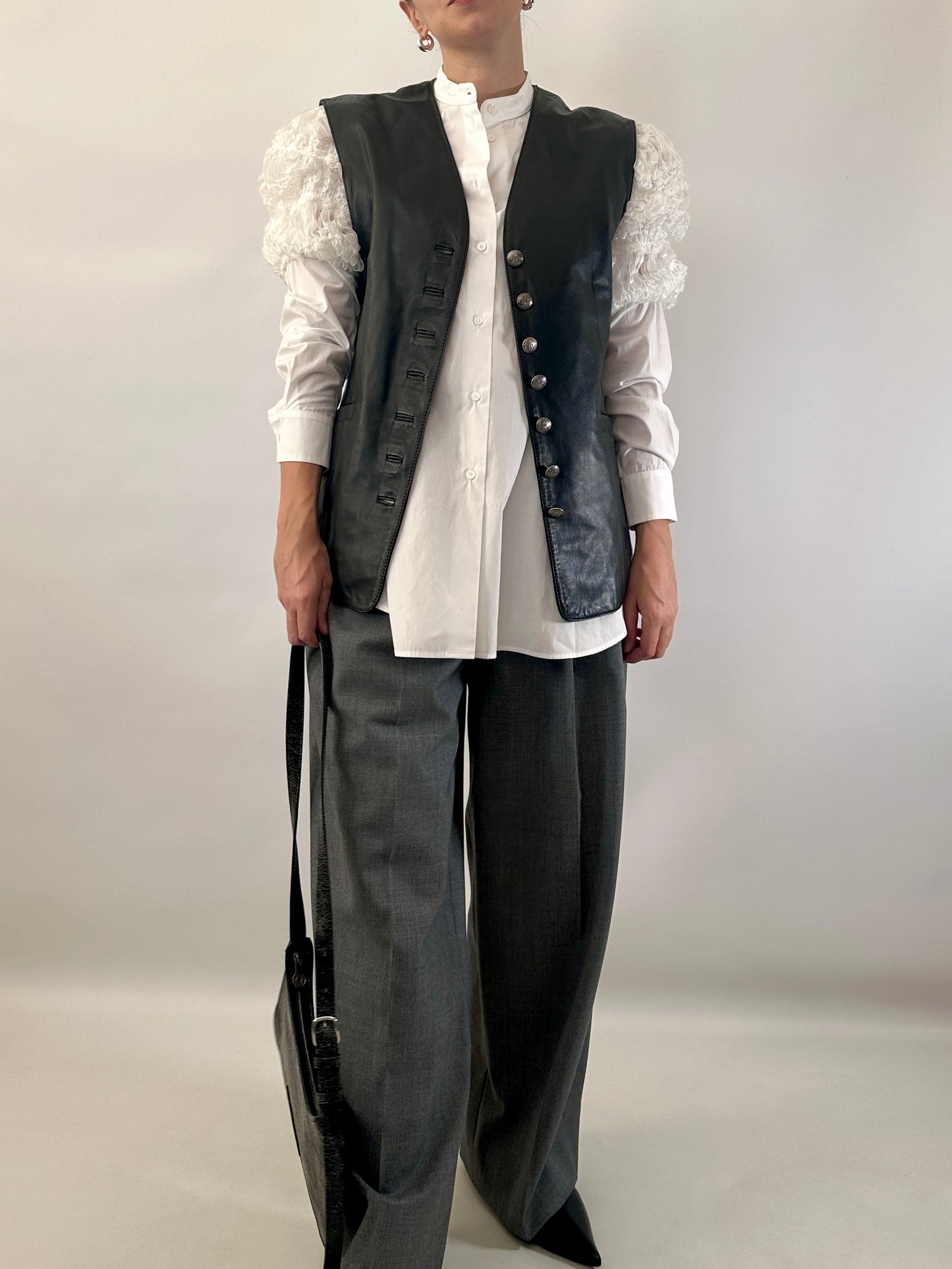 Vintage real leather waistcoat