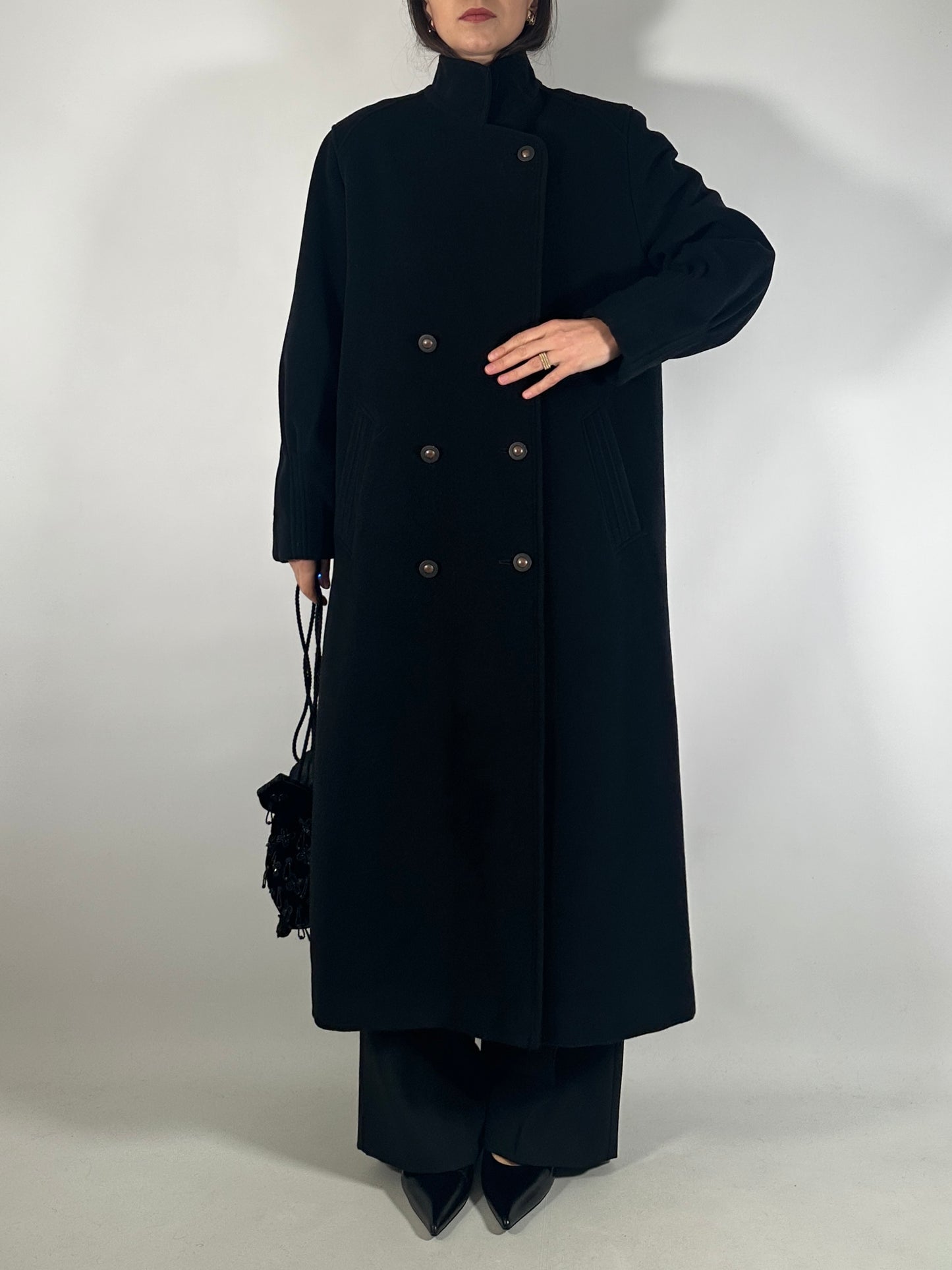 Vintage Black Loden-Style Coat