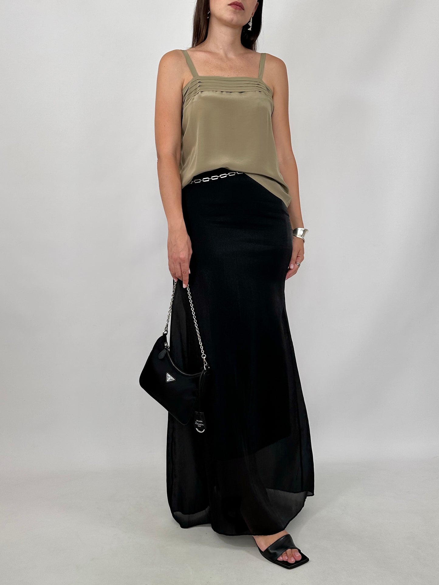 Vintage Back Button Silk Cami Top