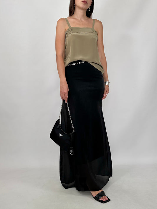 Vintage Back Button Silk Cami Top