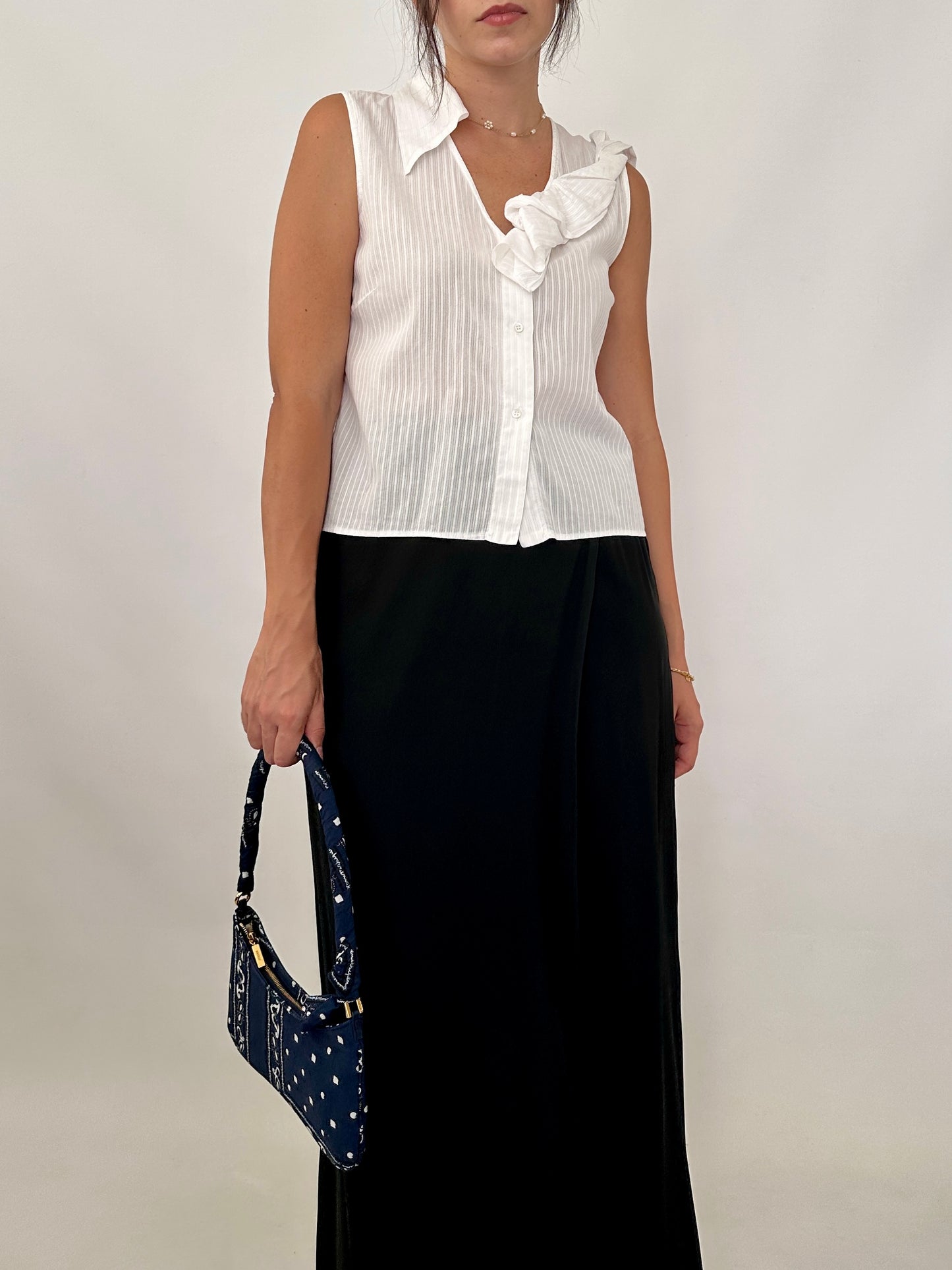 Ferré white blouse with asymmetric ruffle detail