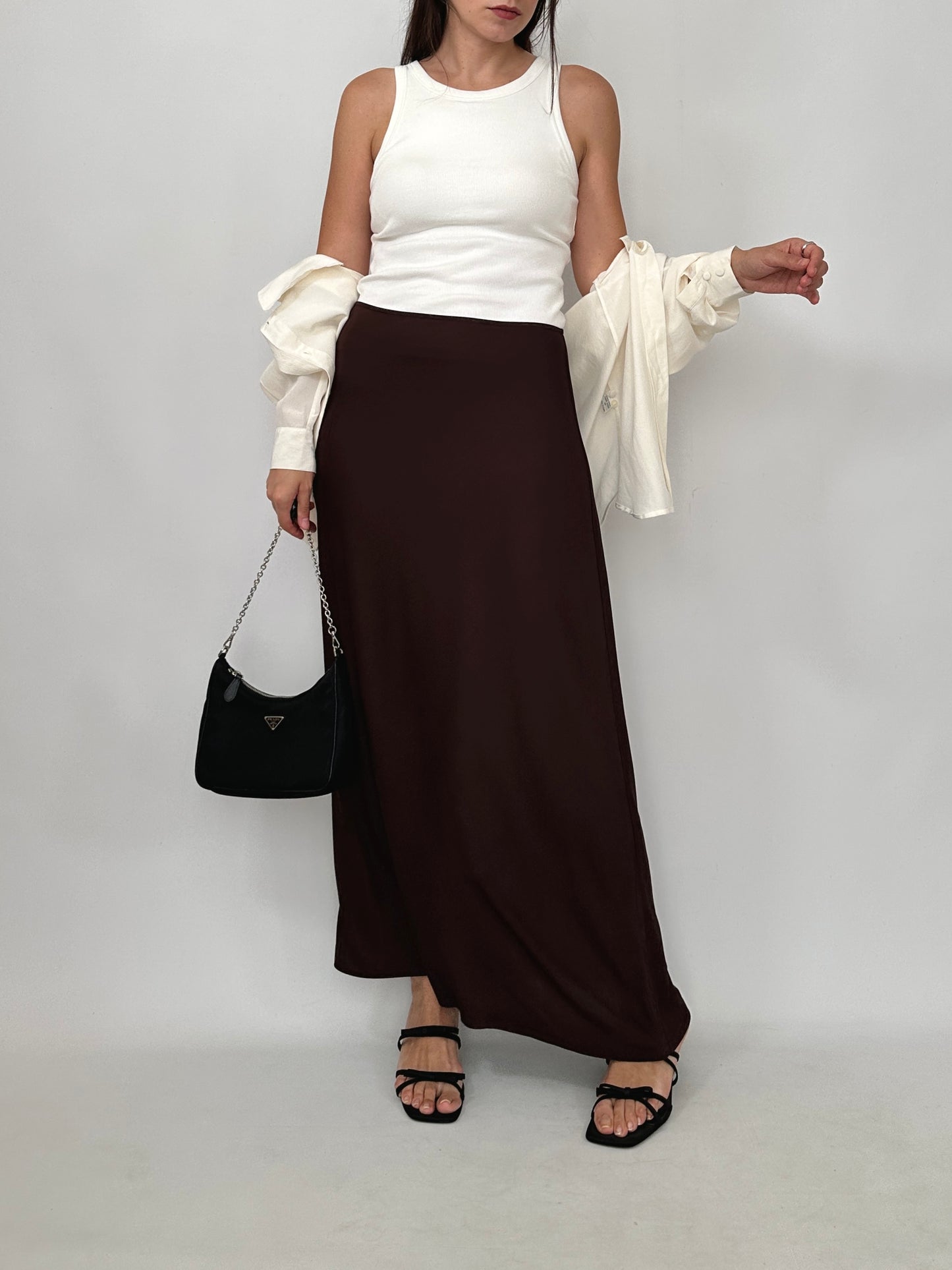 Marella Chocolate Brown Jersey Maxi Skirt