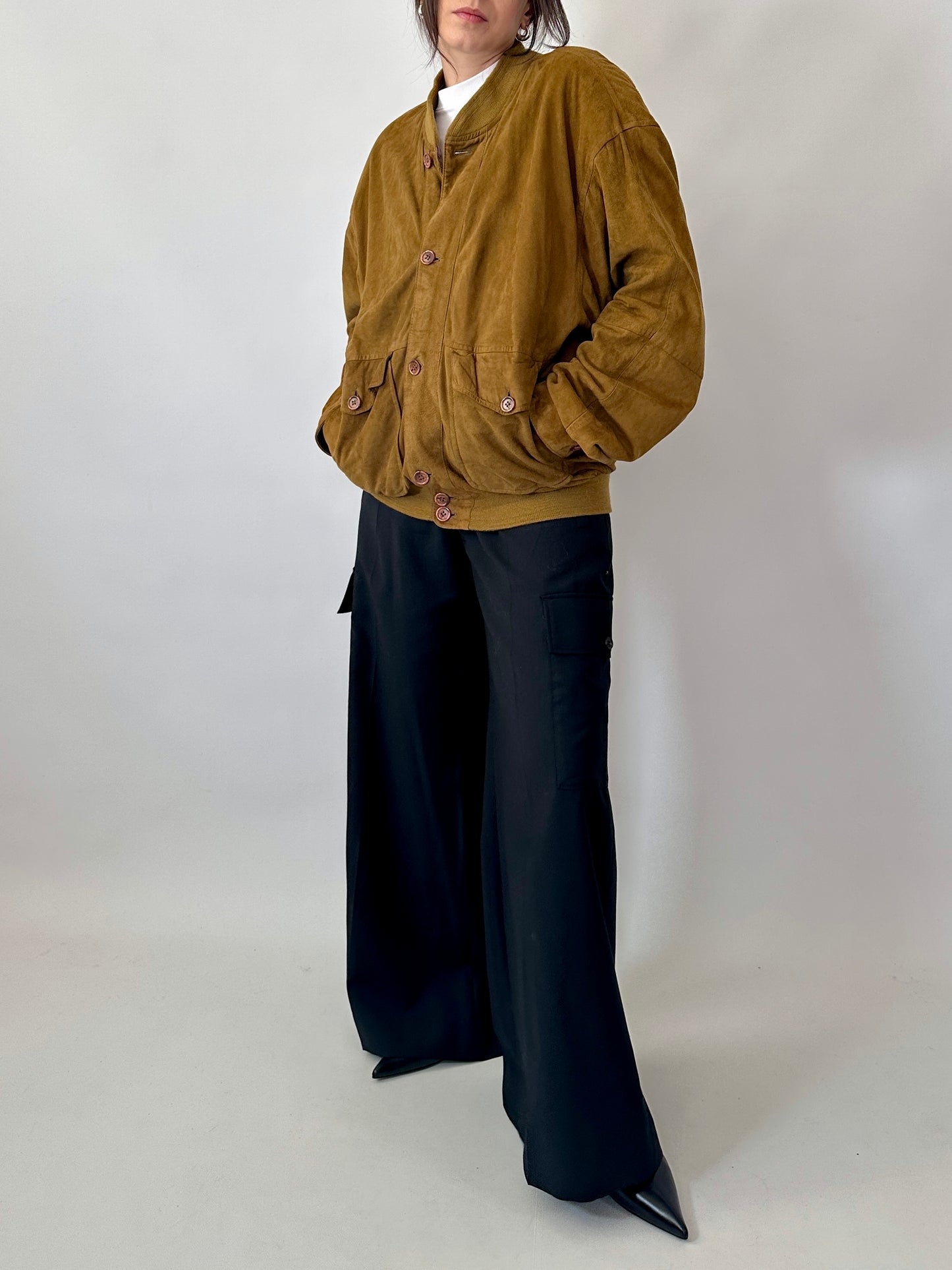 Vintage bomber in real suede