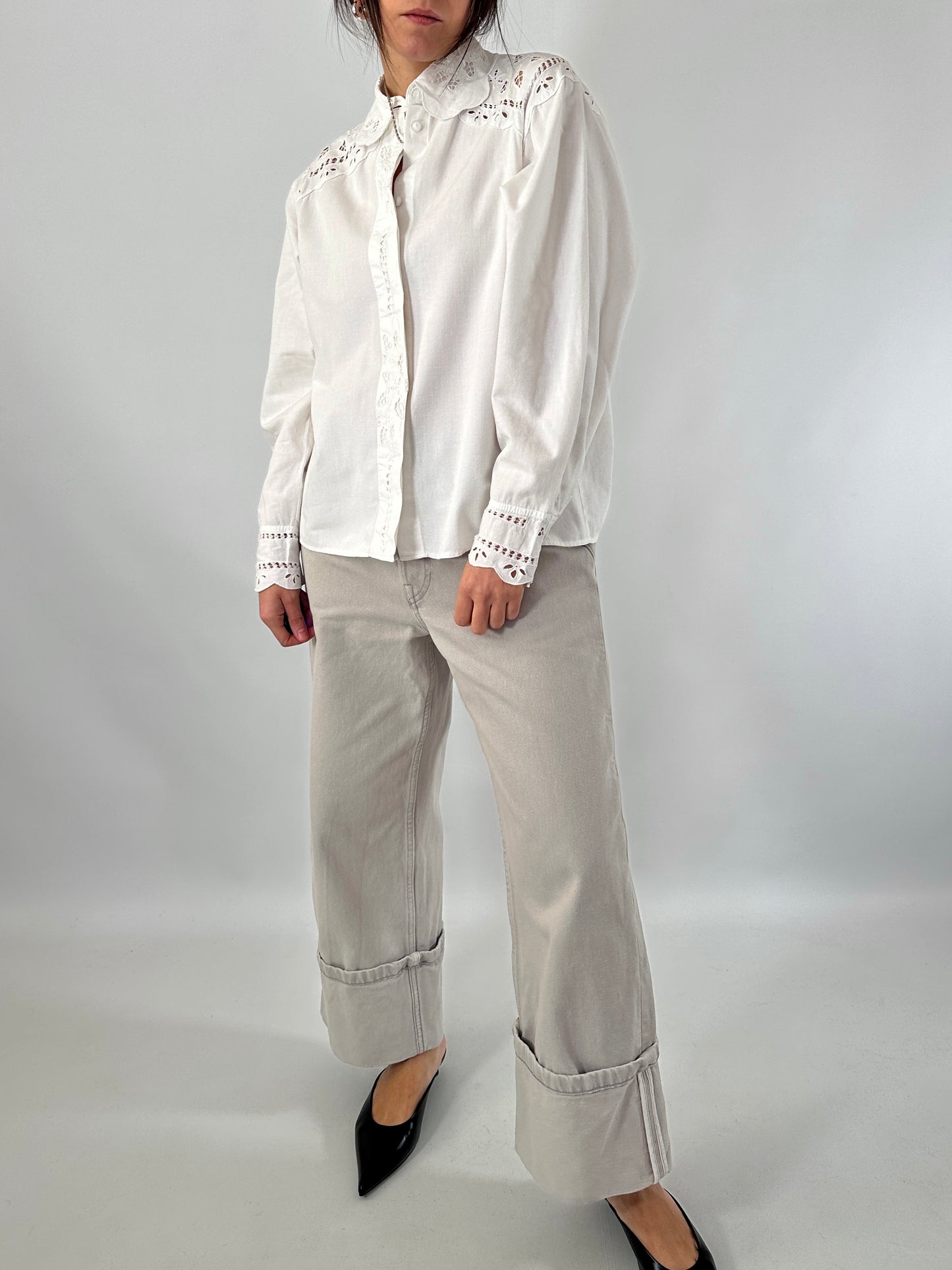 Hand-embroidered vintage white shirt