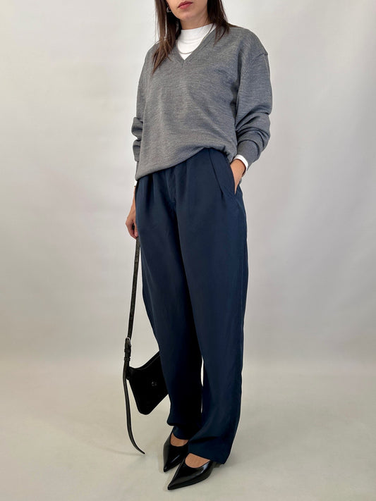 Pure silk carrot fit trousers