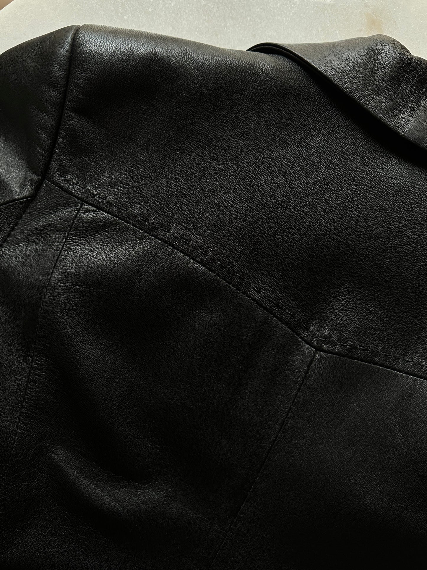 Extra-long nappa leather vintage trench coat