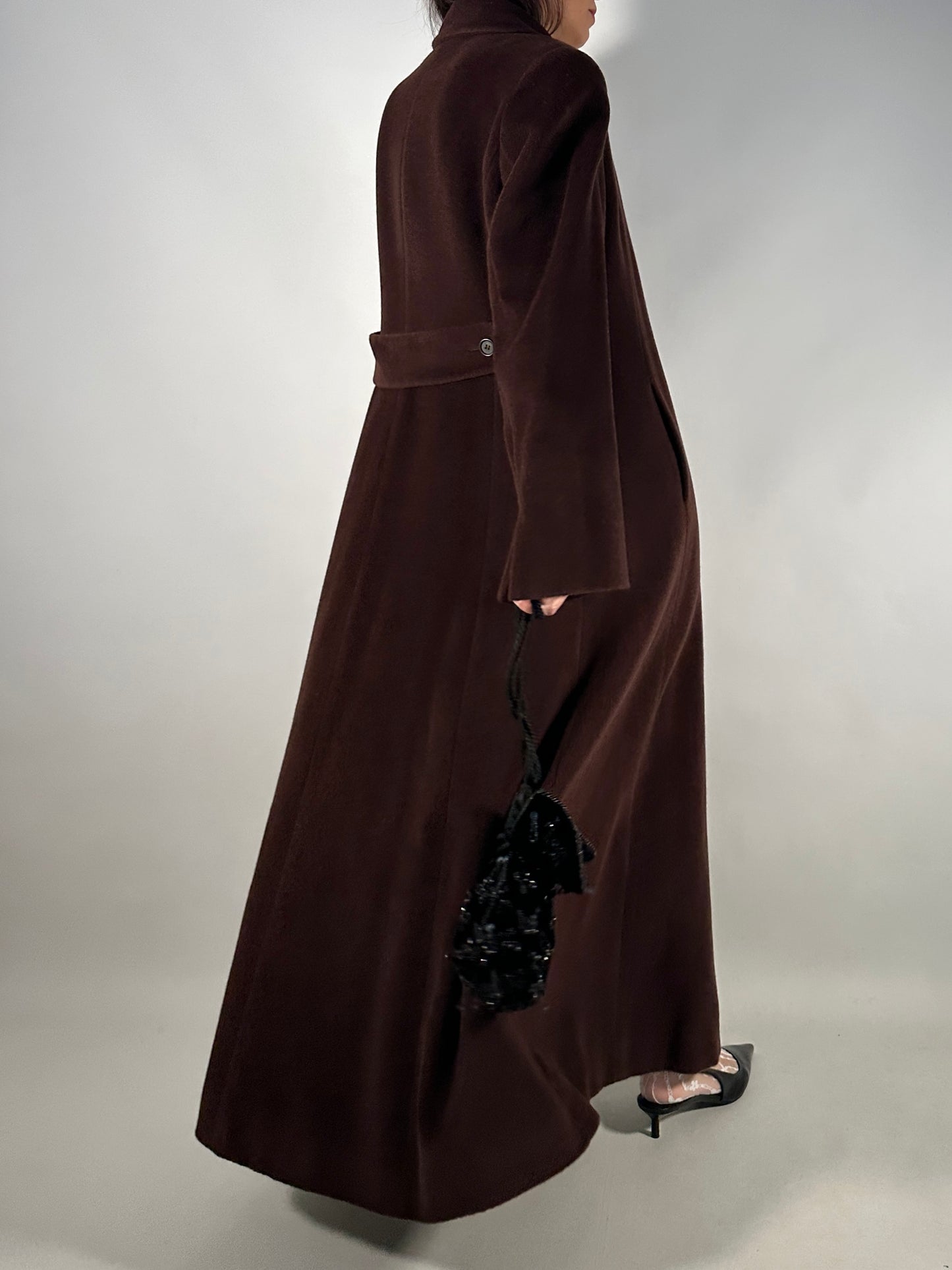 Vintage Extra Long Brown Piacenza Wool Coat