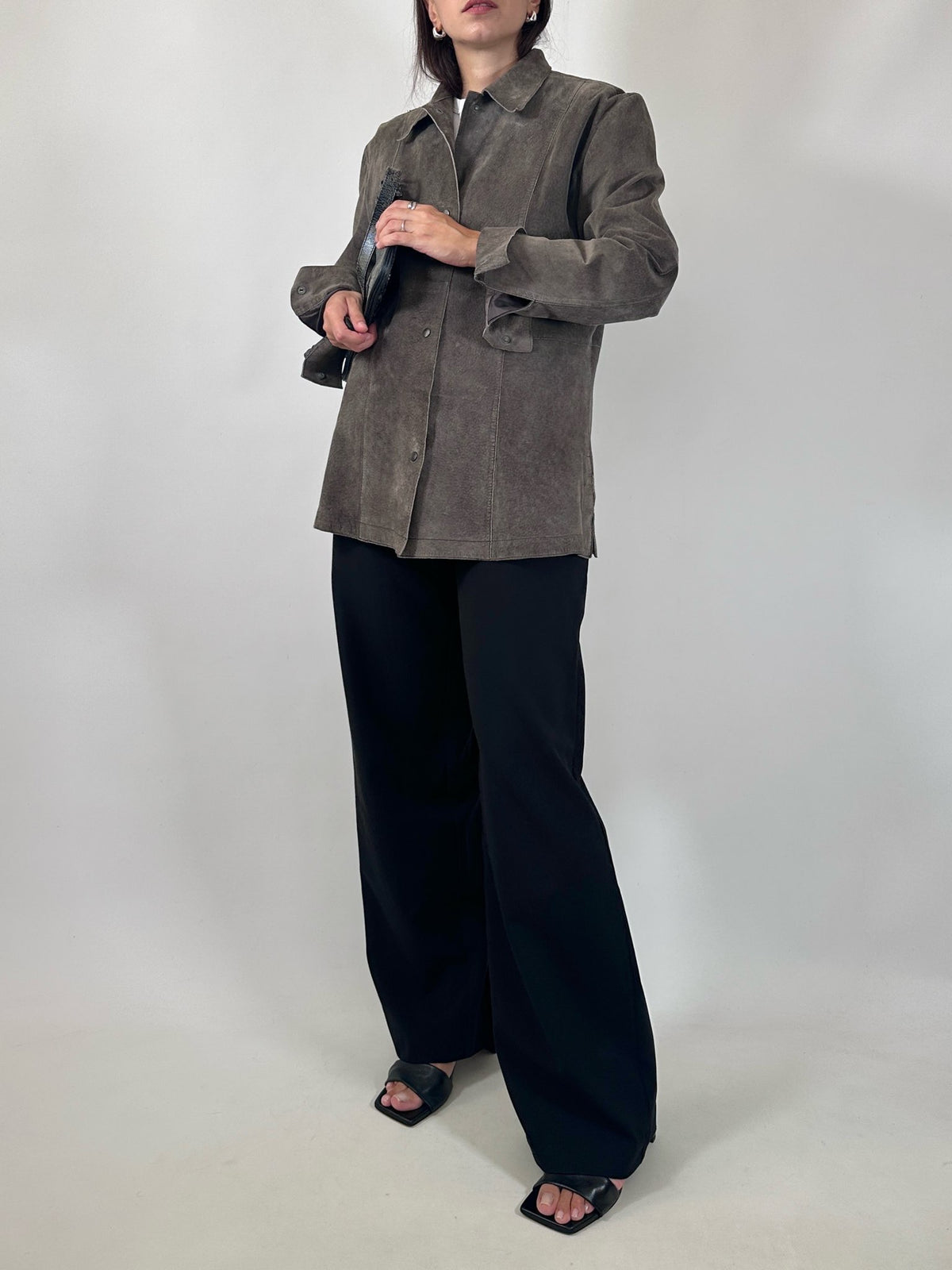 Vintage Grey Suede Leather Jacket
