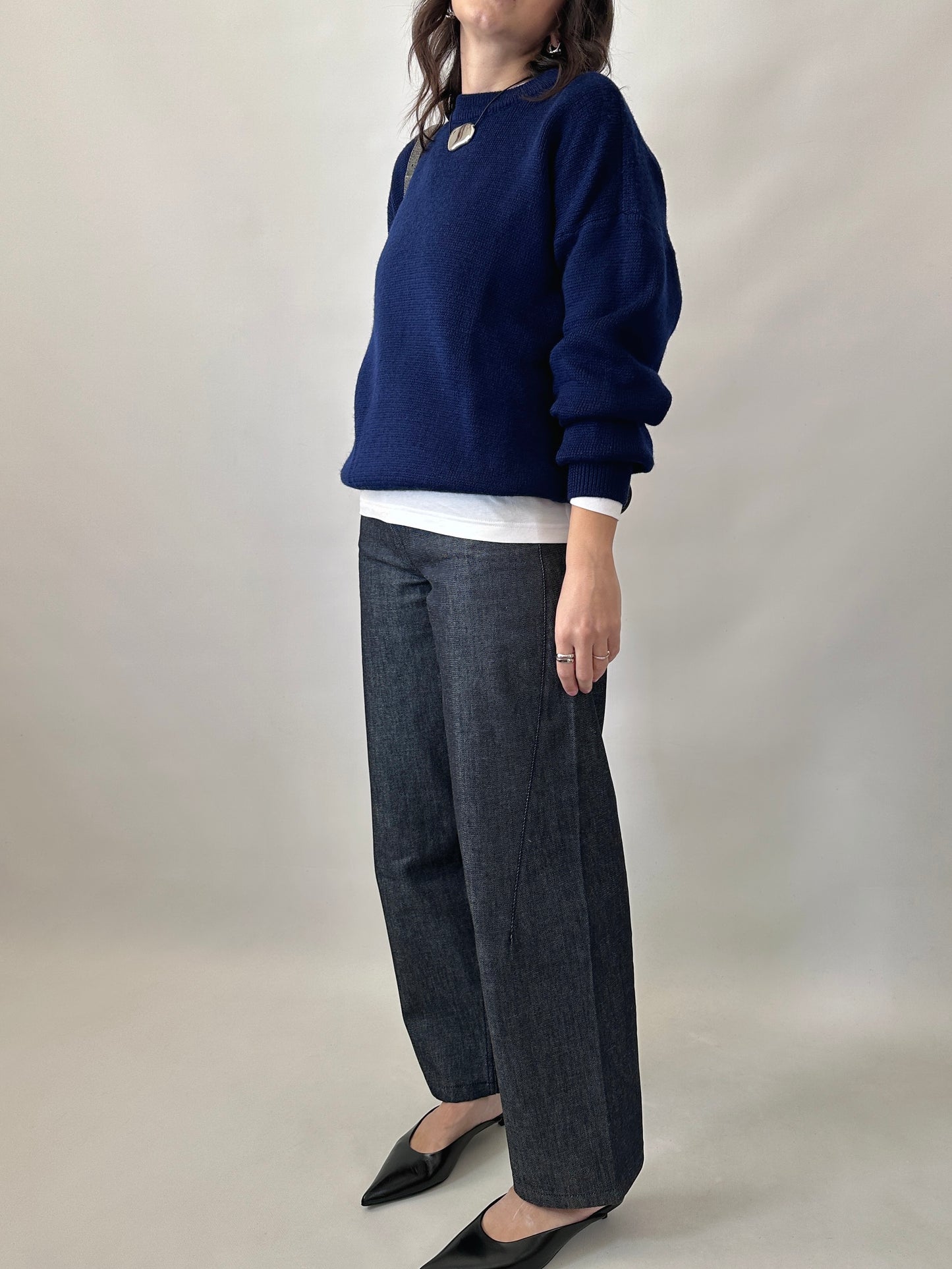 Blue wool crewneck sweater