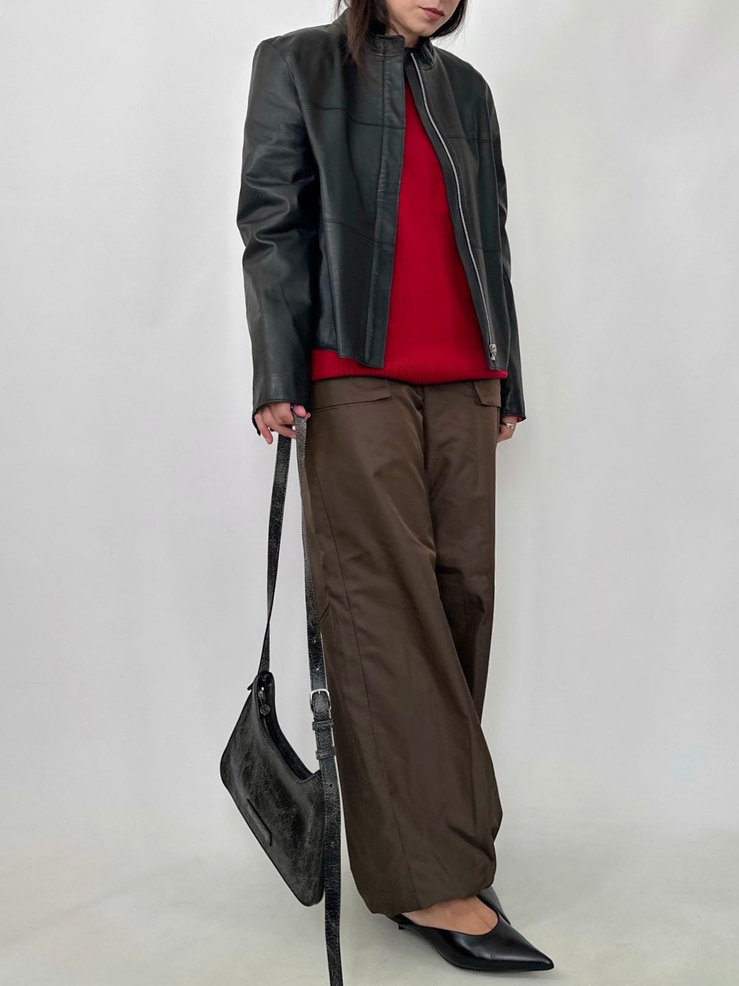 Black Nappa Leather Boxy Jacket