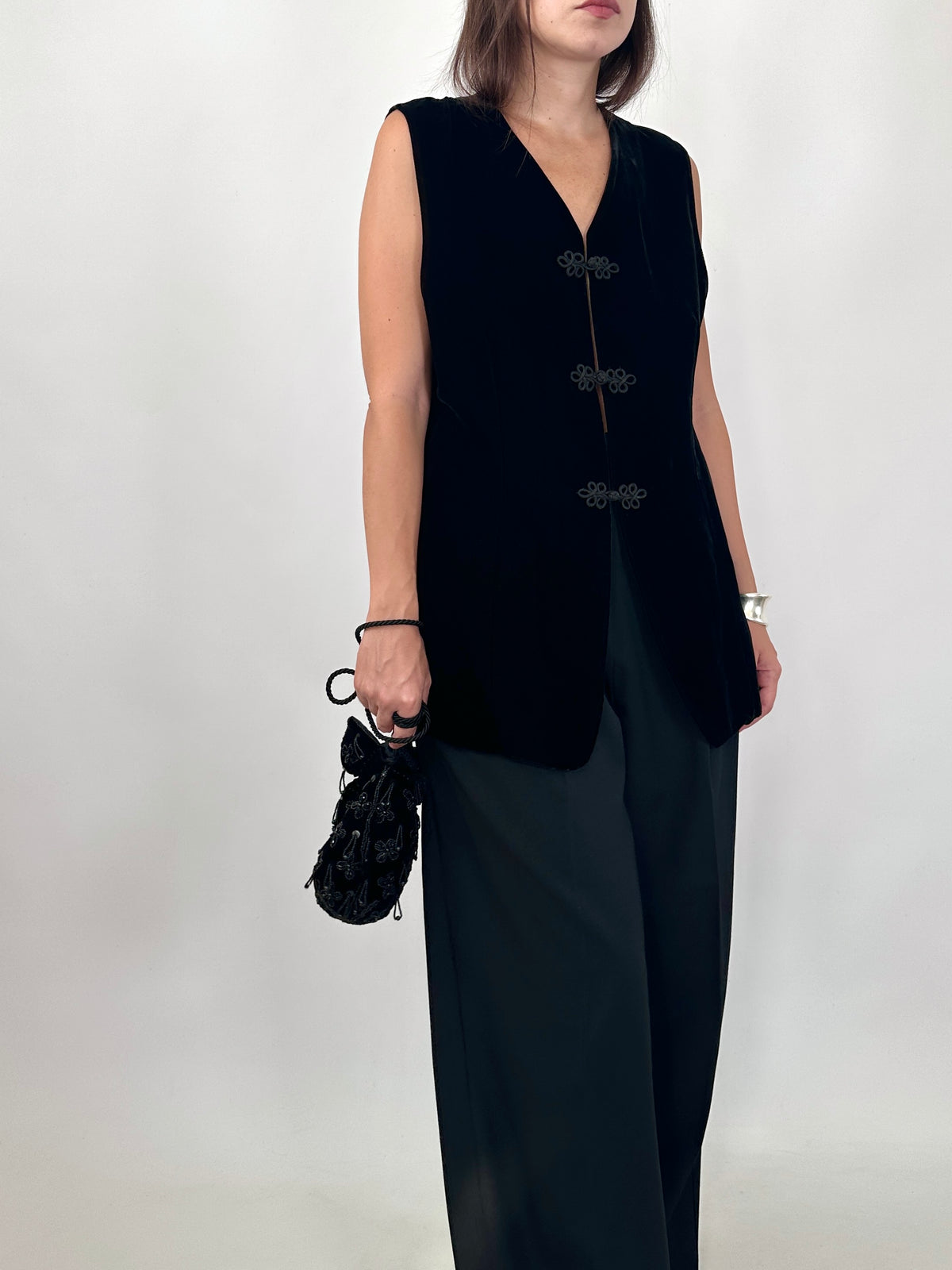 Velvet Vest with Frog Closures