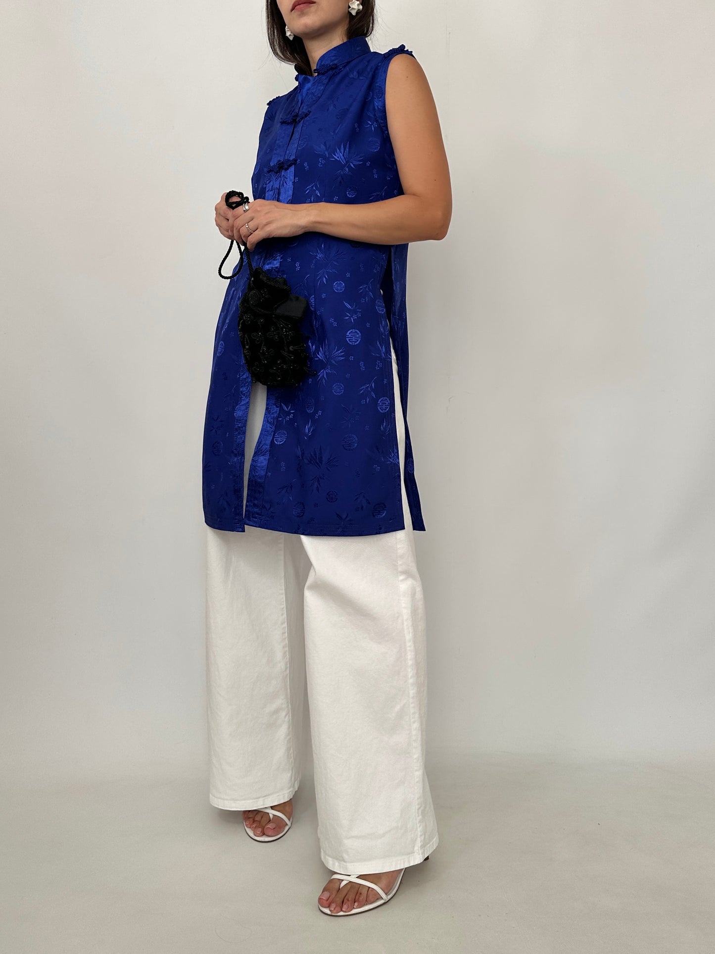 Blue Oriental Silk Top