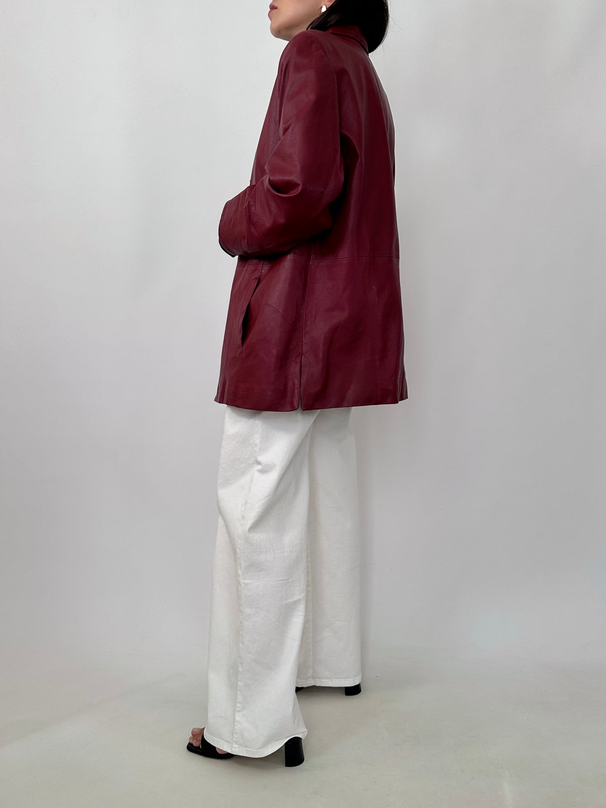 Vintage Burgundy Leather Blazer