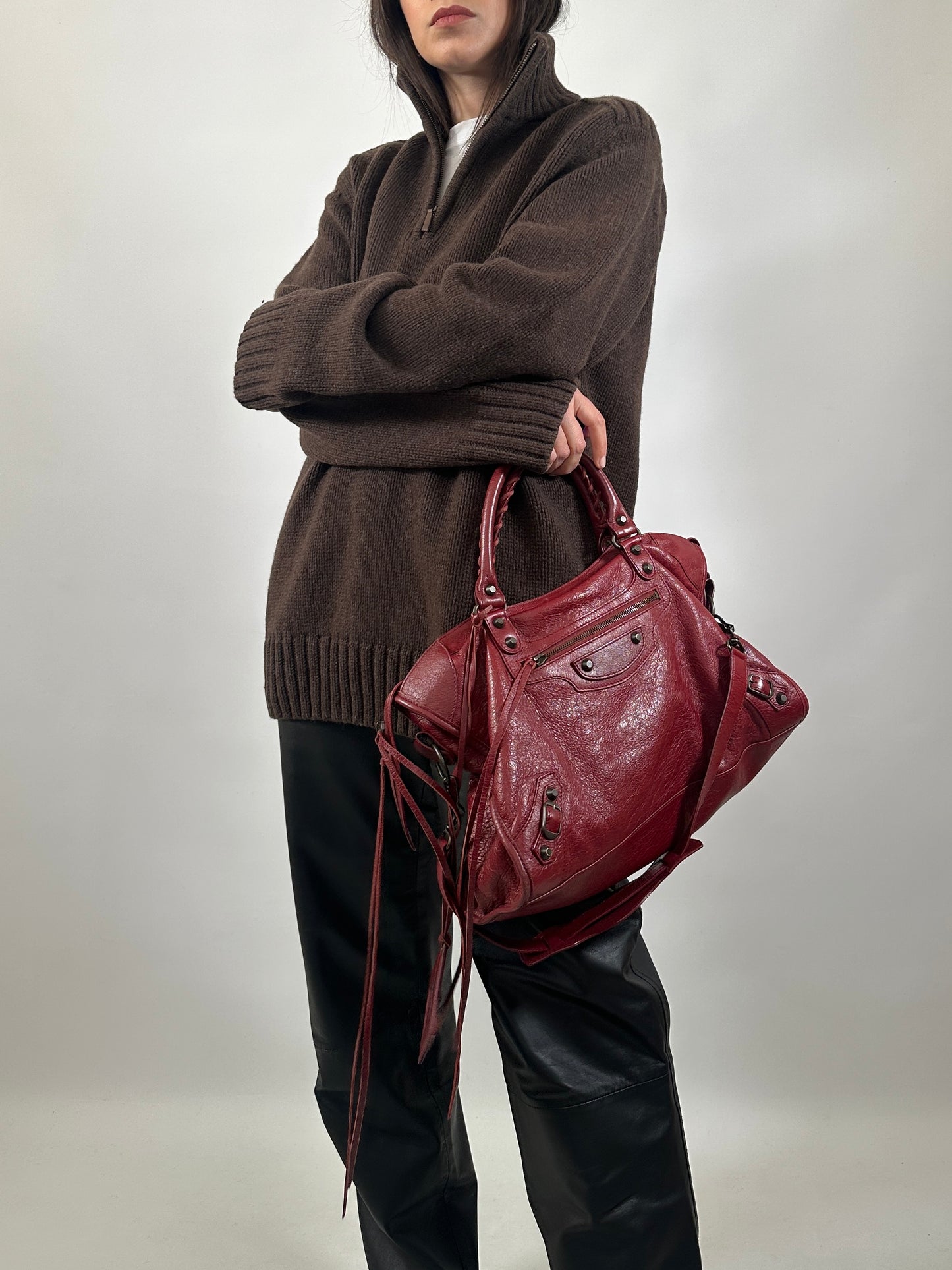 Brown Wool Half-Zip Sweater