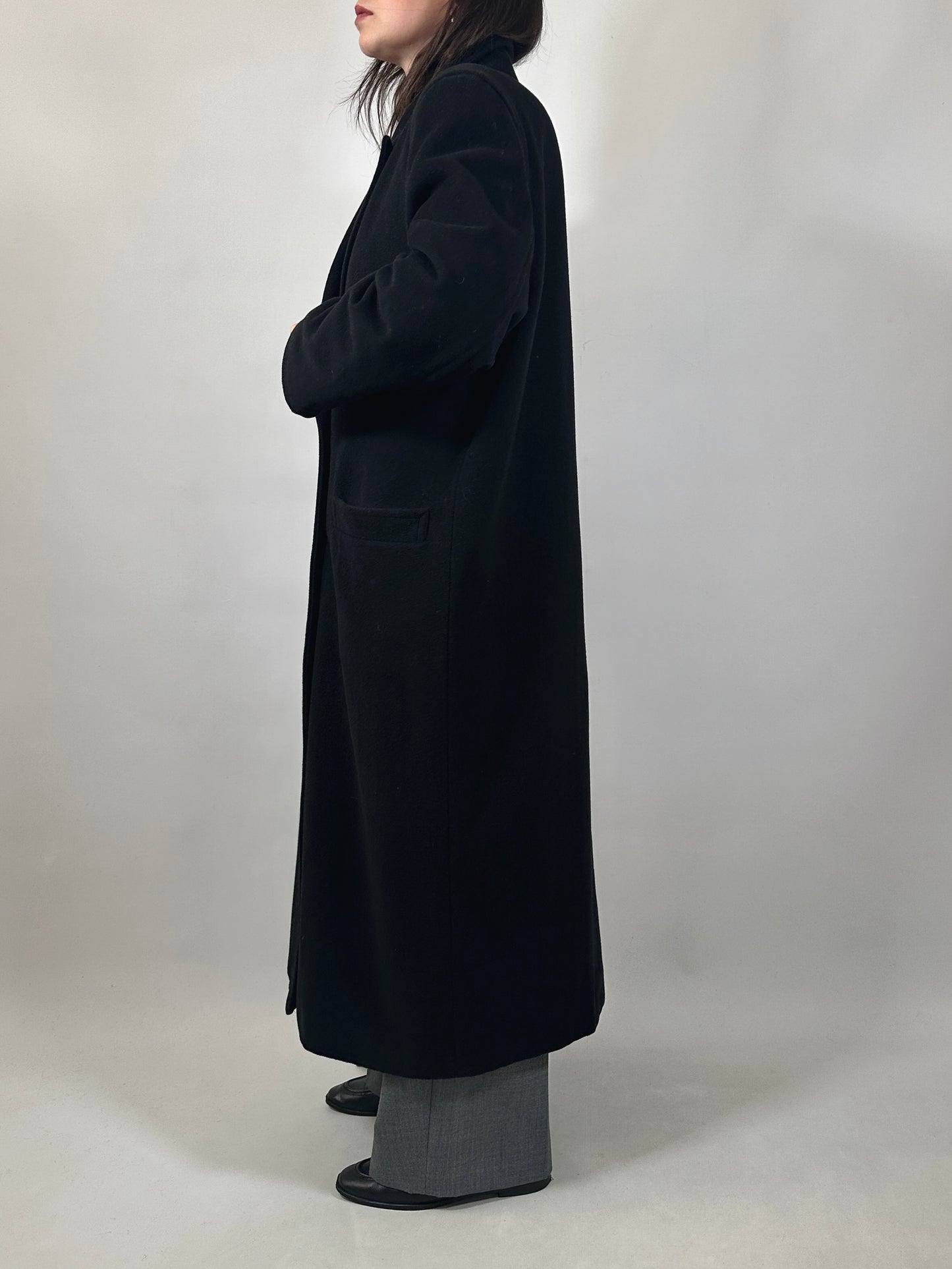 Vintage Long Black Wool Coat