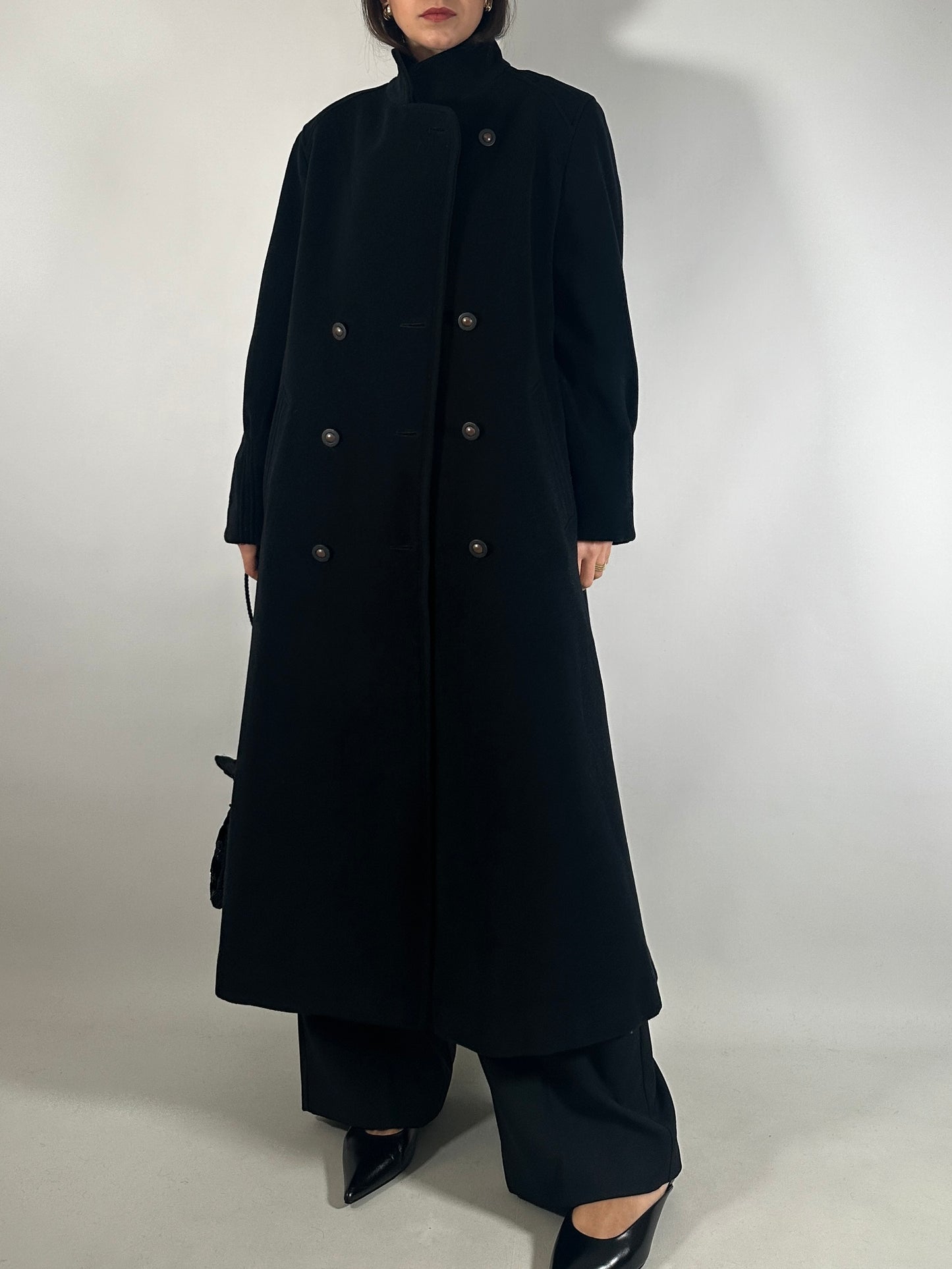 Vintage Black Loden-Style Coat