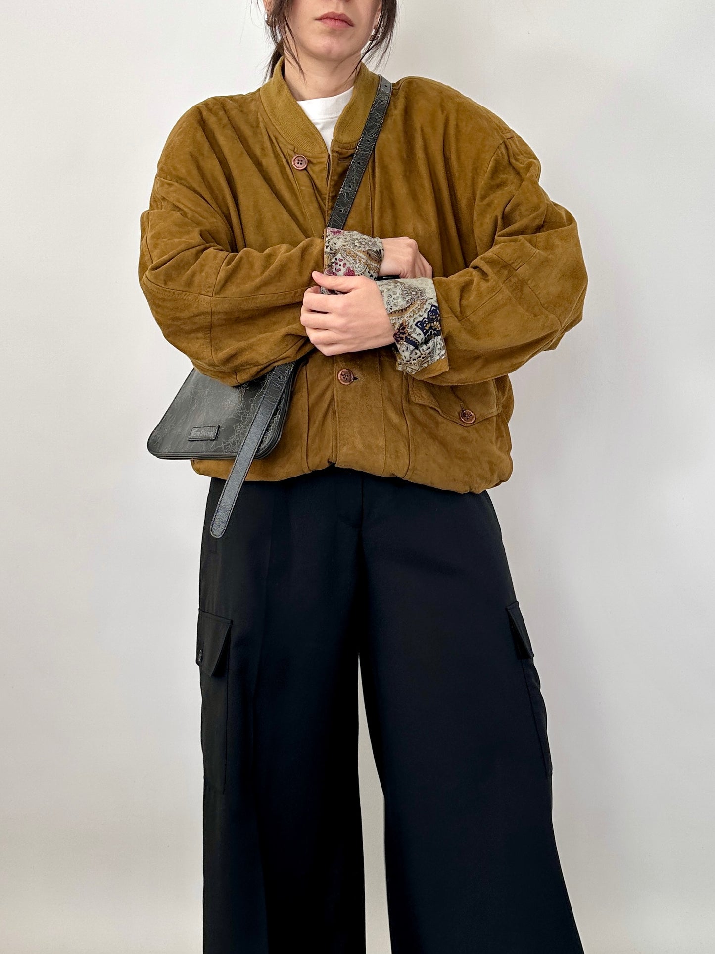 Vintage bomber in real suede