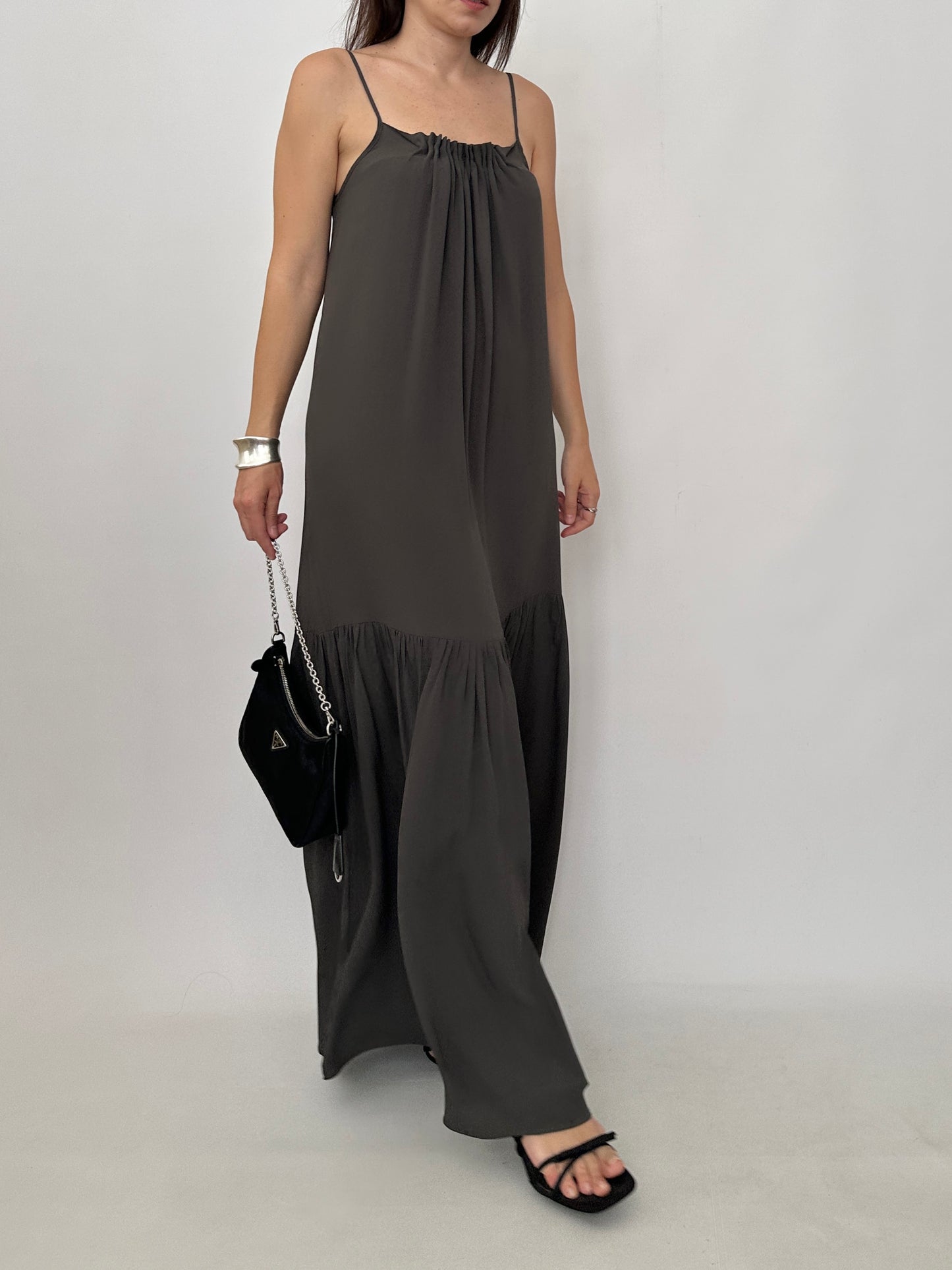 Draped Silk Blend Maxi Dress